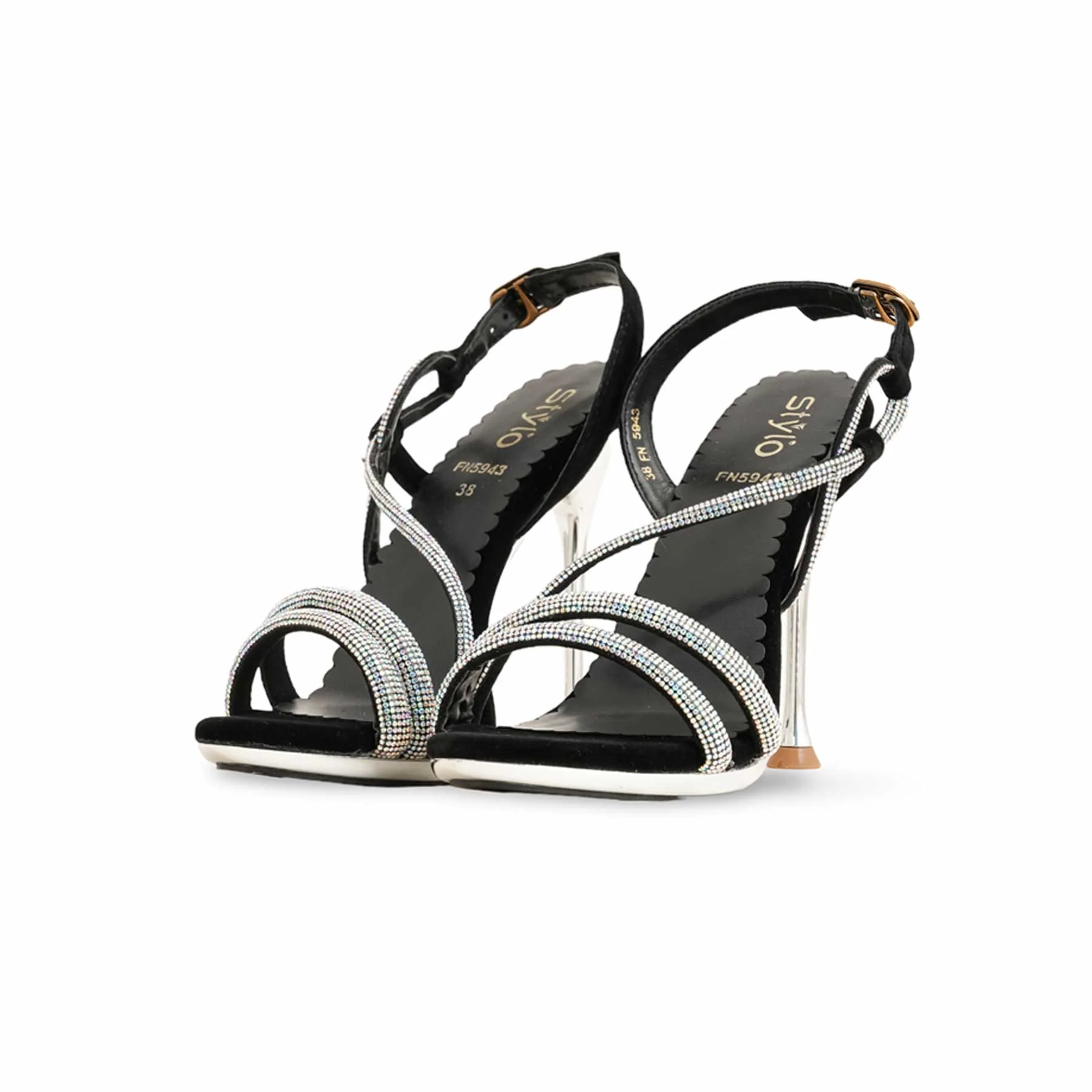 Black Fancy Bridal Sandal FN5943 - Image 3