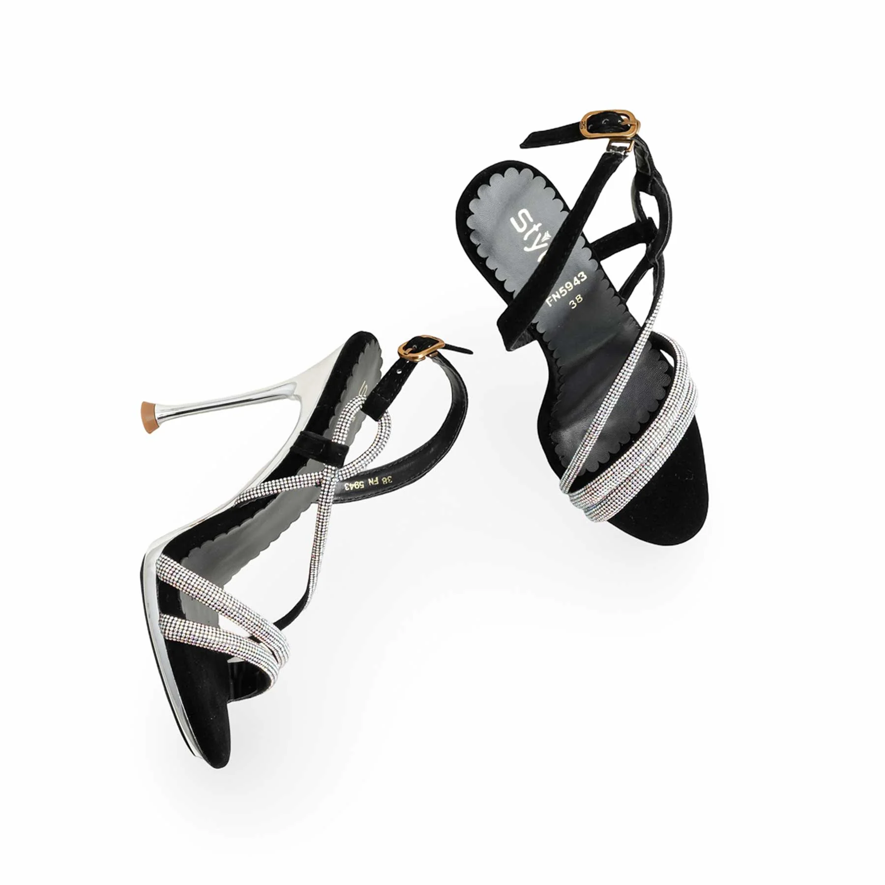 Black Fancy Bridal Sandal FN5943 - Image 4