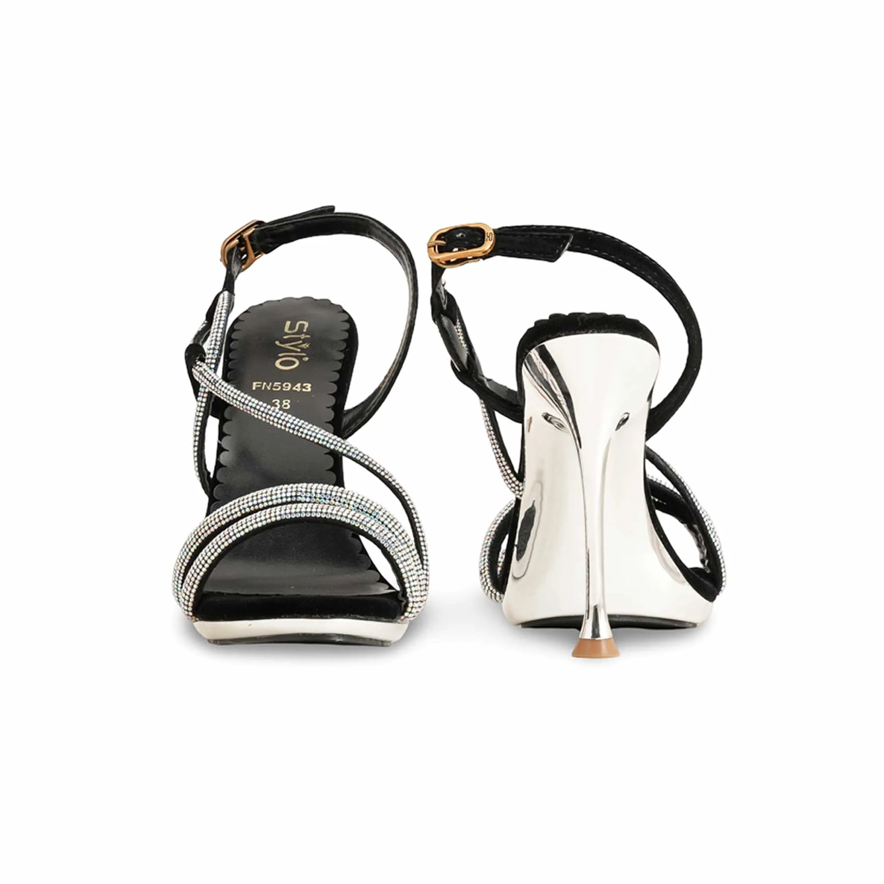 Black Fancy Bridal Sandal FN5943 - Image 5