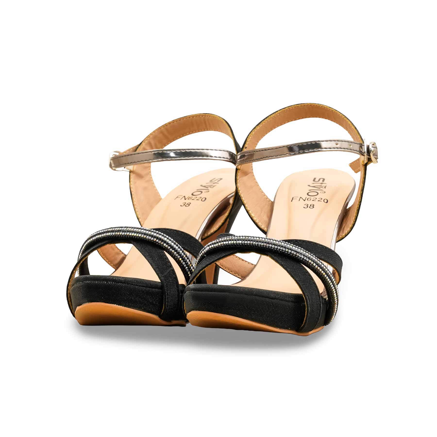 Black Fancy Bridal Sandal FN6220 - Image 3