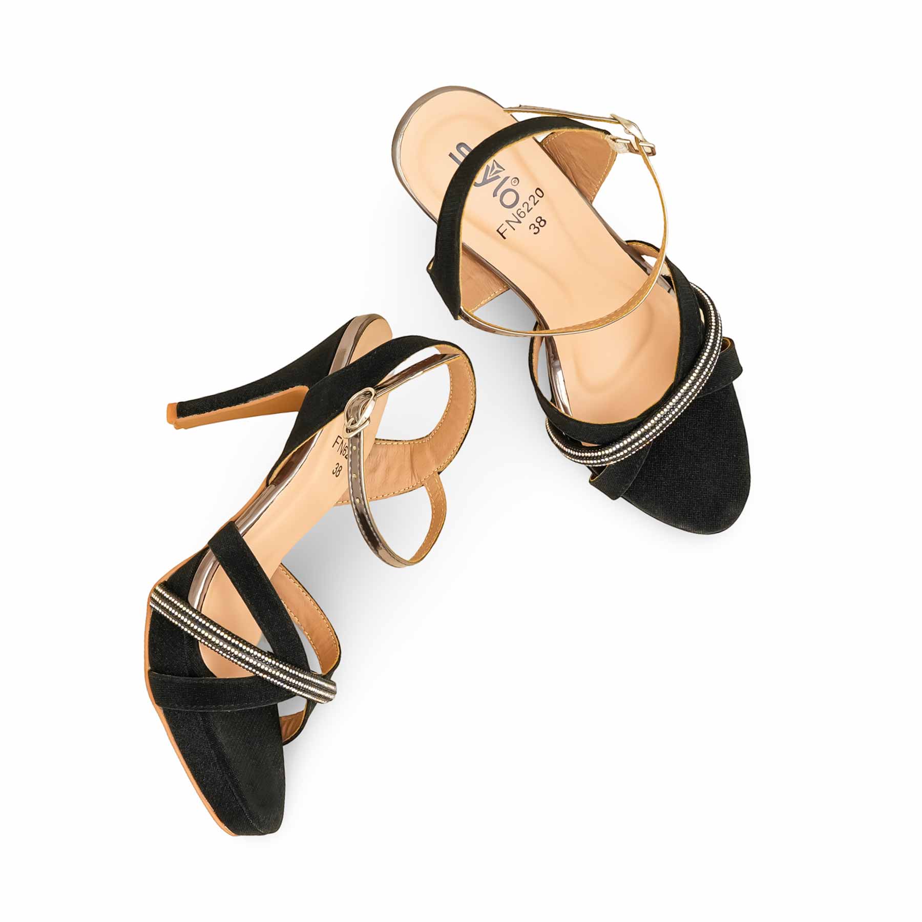 Black Fancy Bridal Sandal FN6220 - Image 5