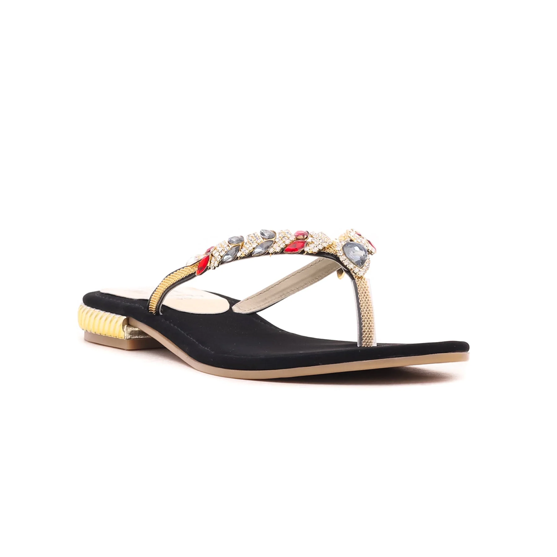 Black Fancy Chappal FN0577 - Image 2