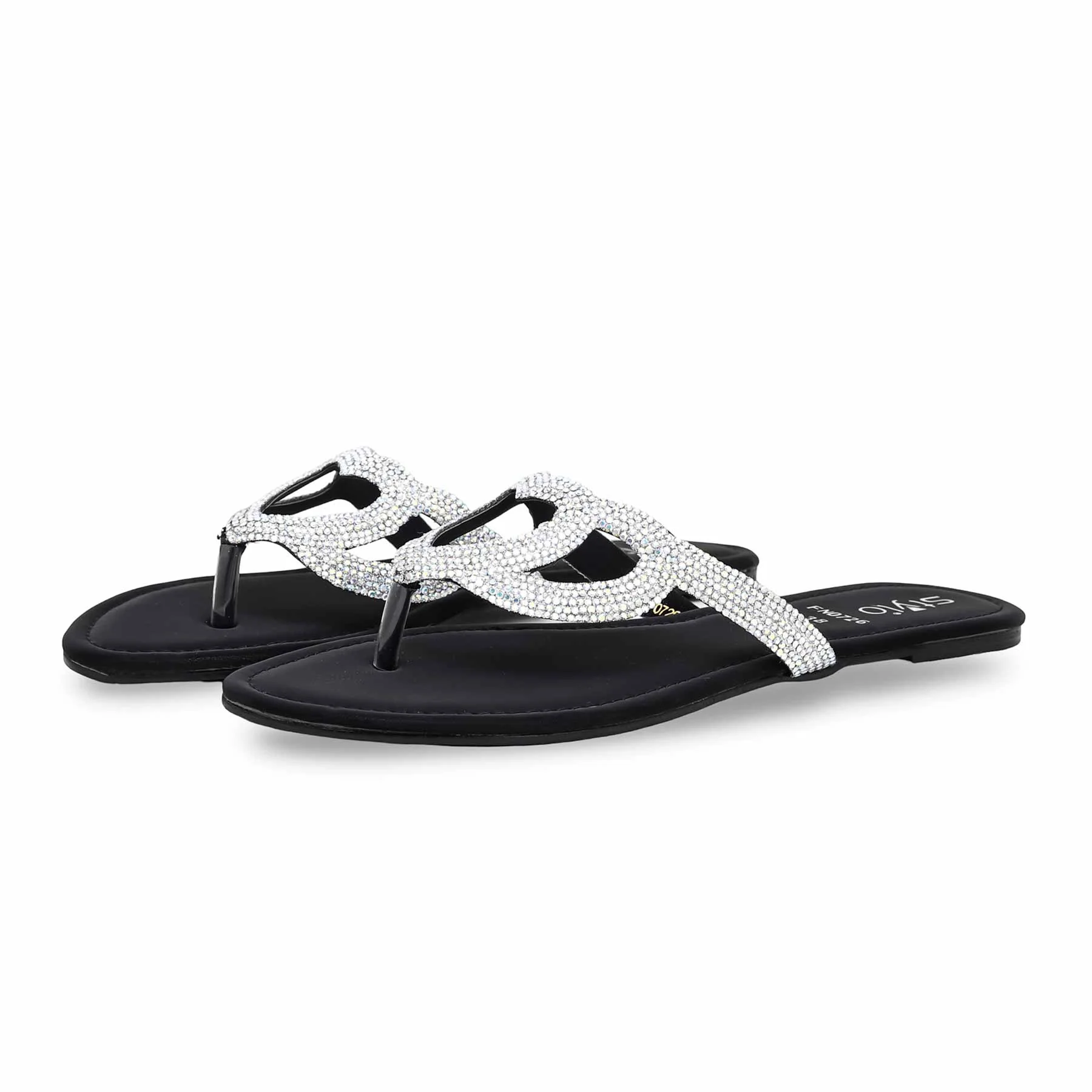 Black Fancy Chappal FN0726 - Image 2