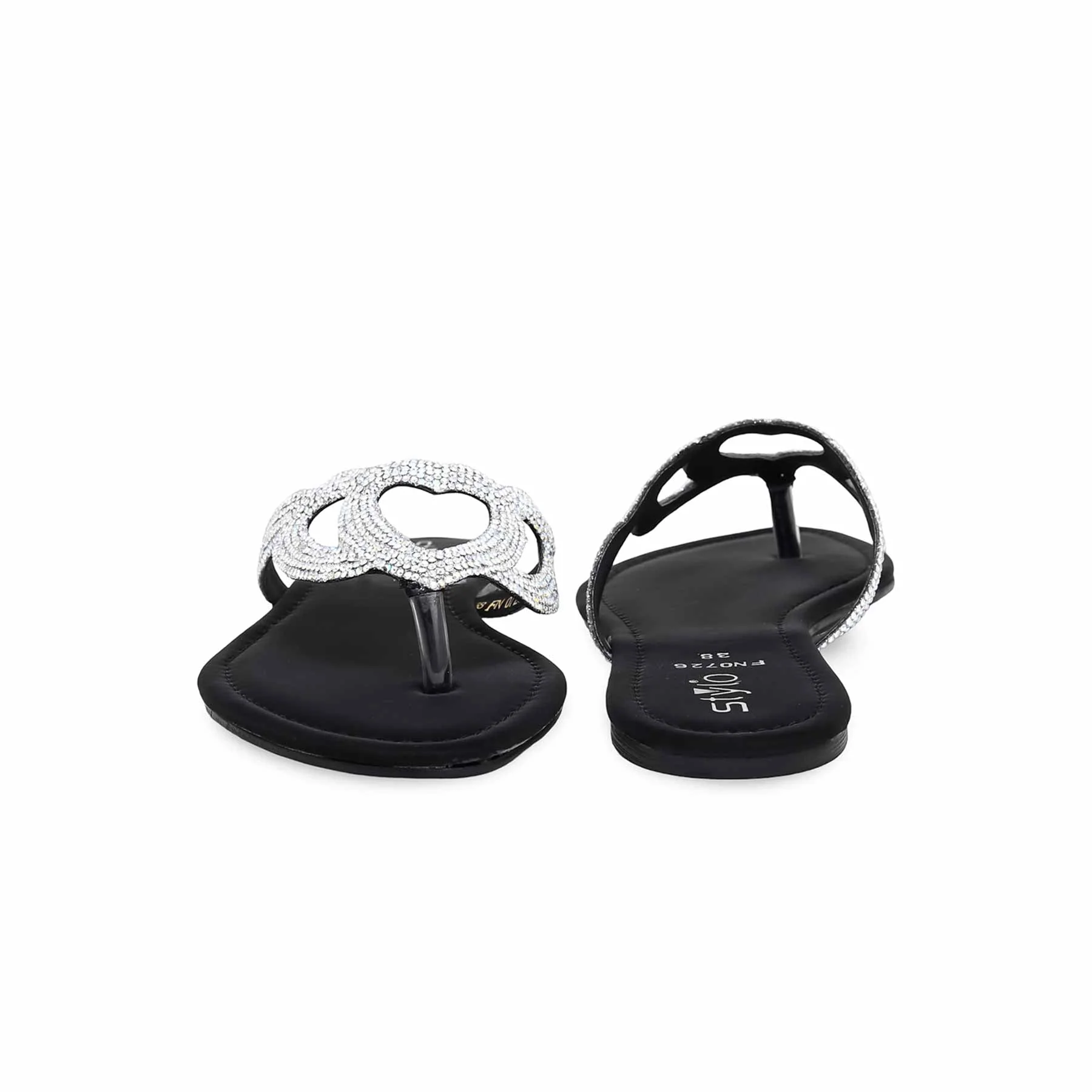 Black Fancy Chappal FN0726 - Image 3