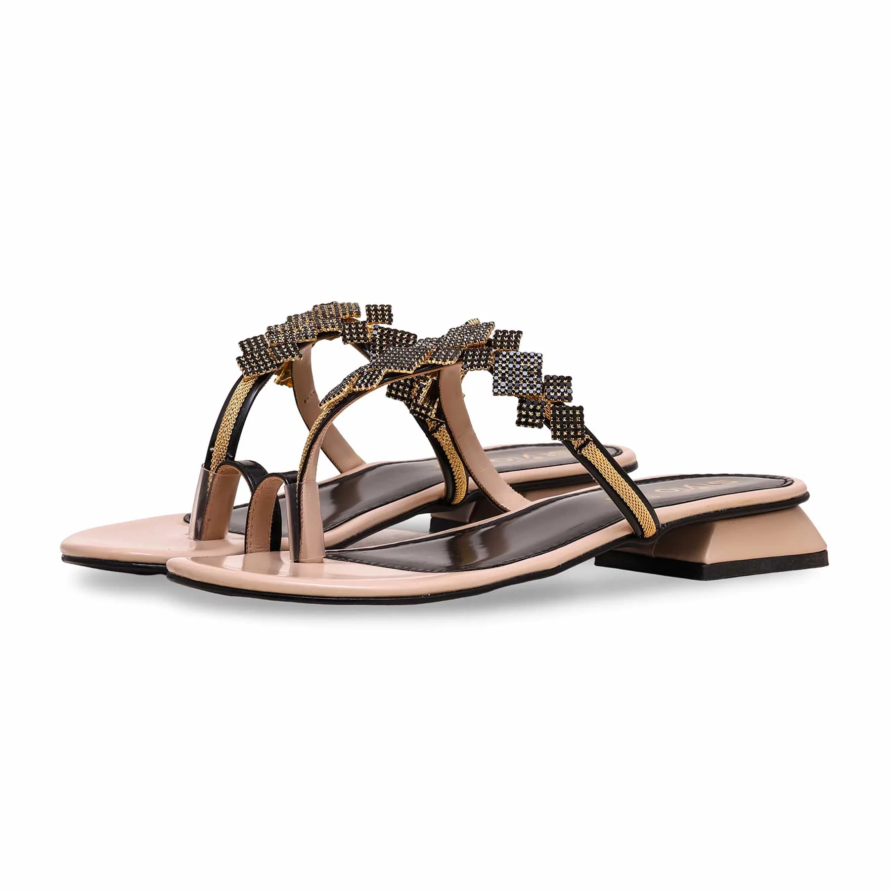 Black Fancy Chappal FN0729 - Image 3
