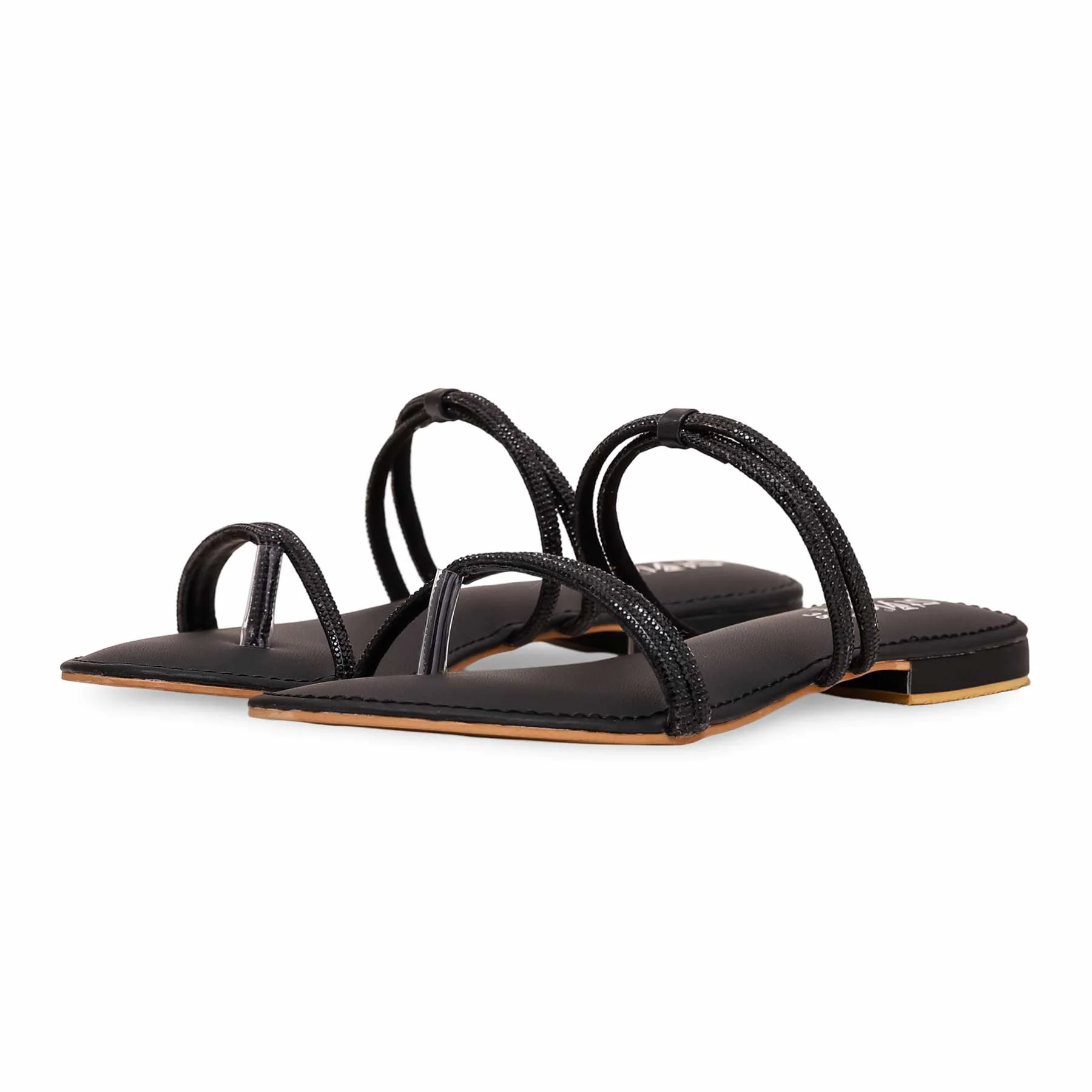 Black Fancy Chappal FN0734 - Image 2