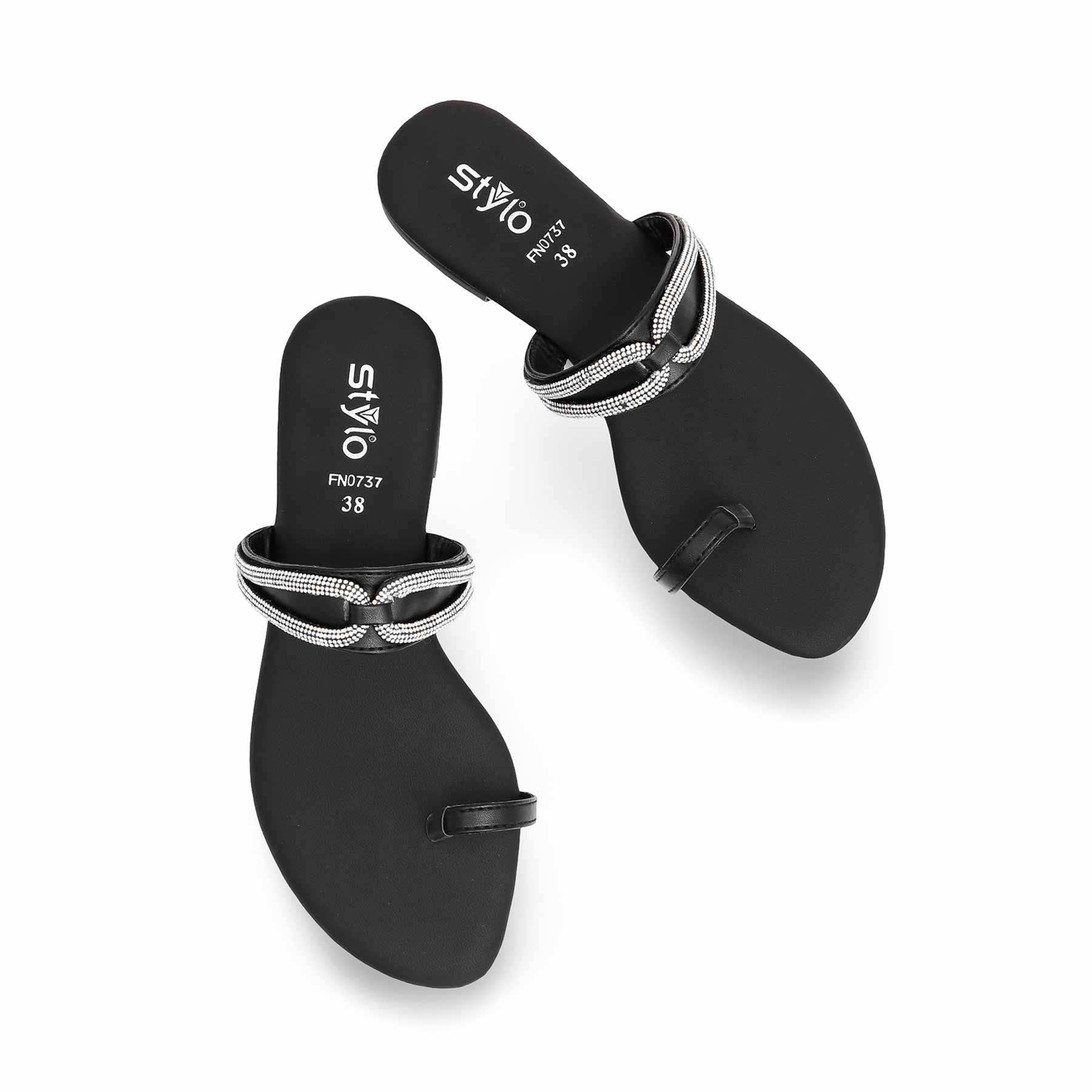 Black Fancy Chappal FN0737 - Image 5