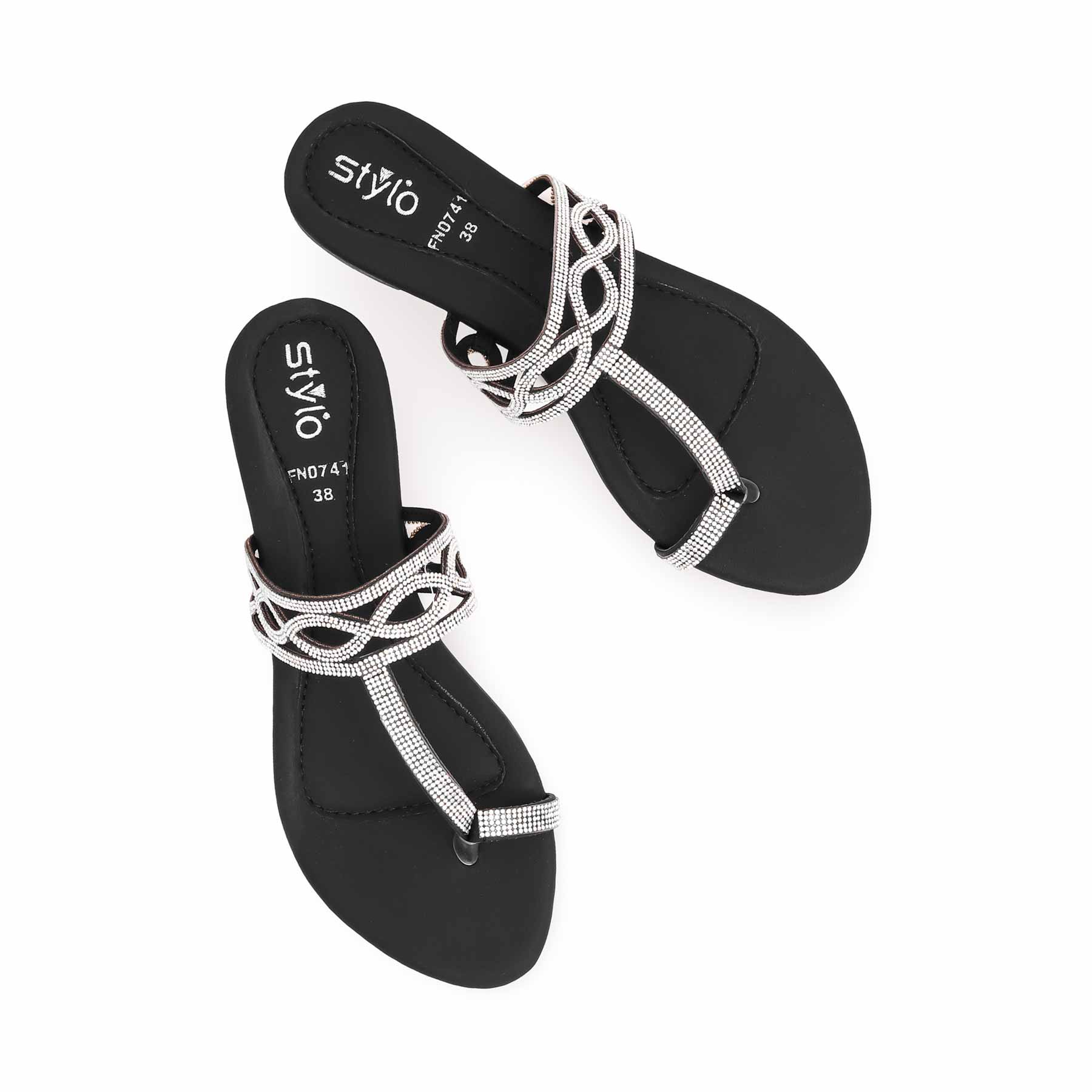 Black Fancy Chappal FN0741 - Image 5