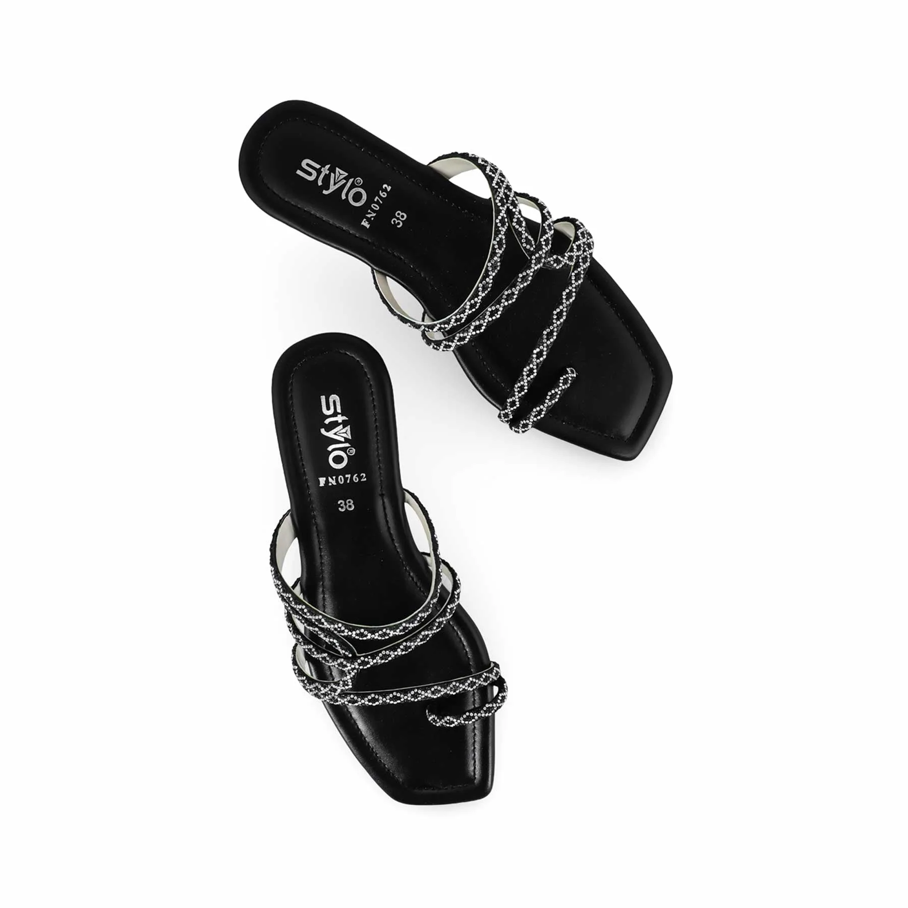 Black Fancy Chappal FN0762 - Image 5