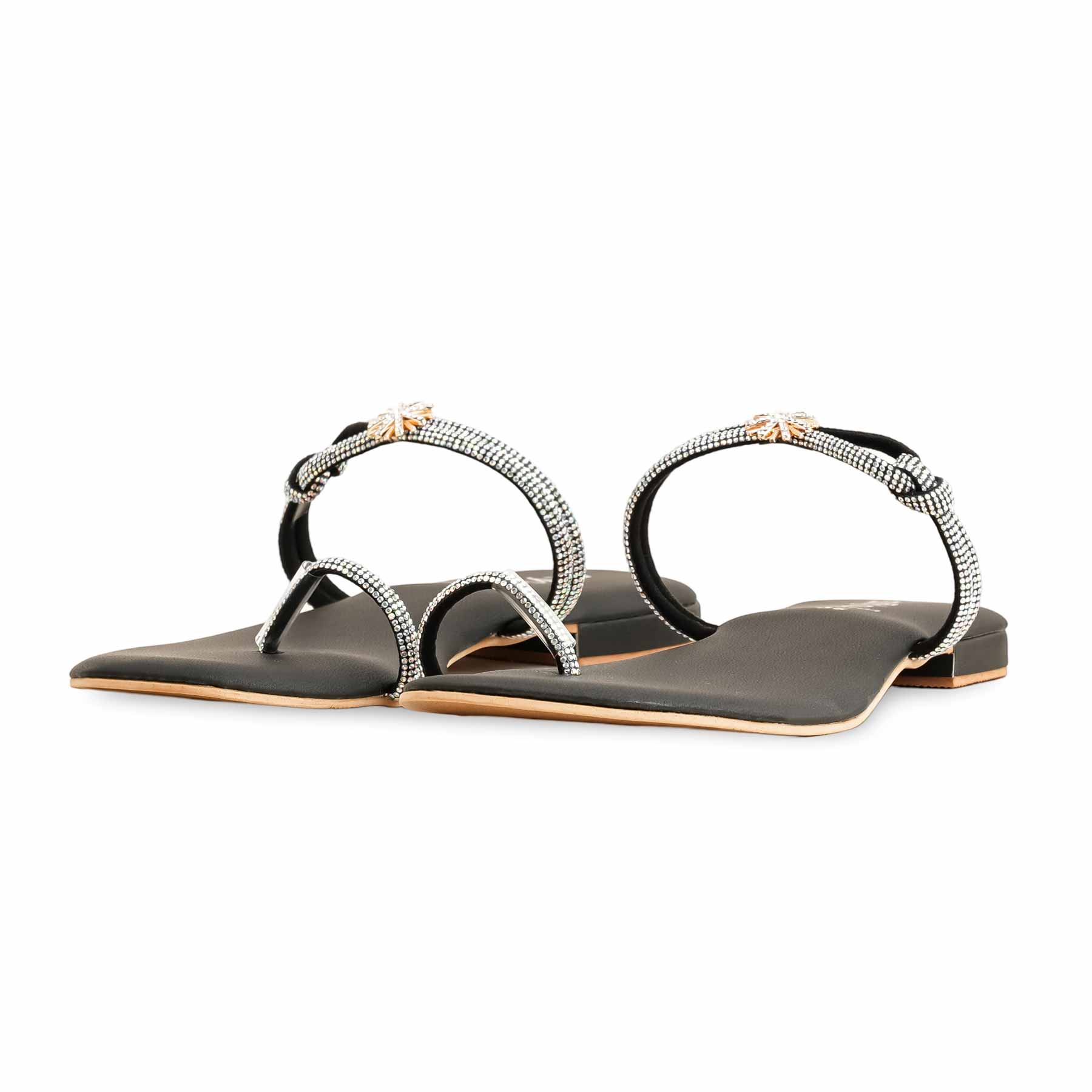 Black Fancy Chappal FN0784 - Image 3