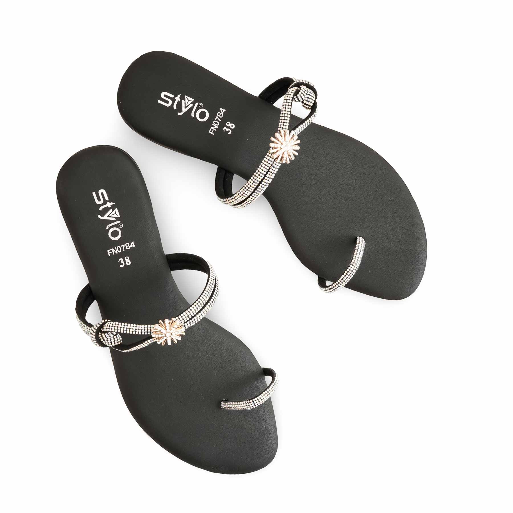 Black Fancy Chappal FN0784 - Image 5