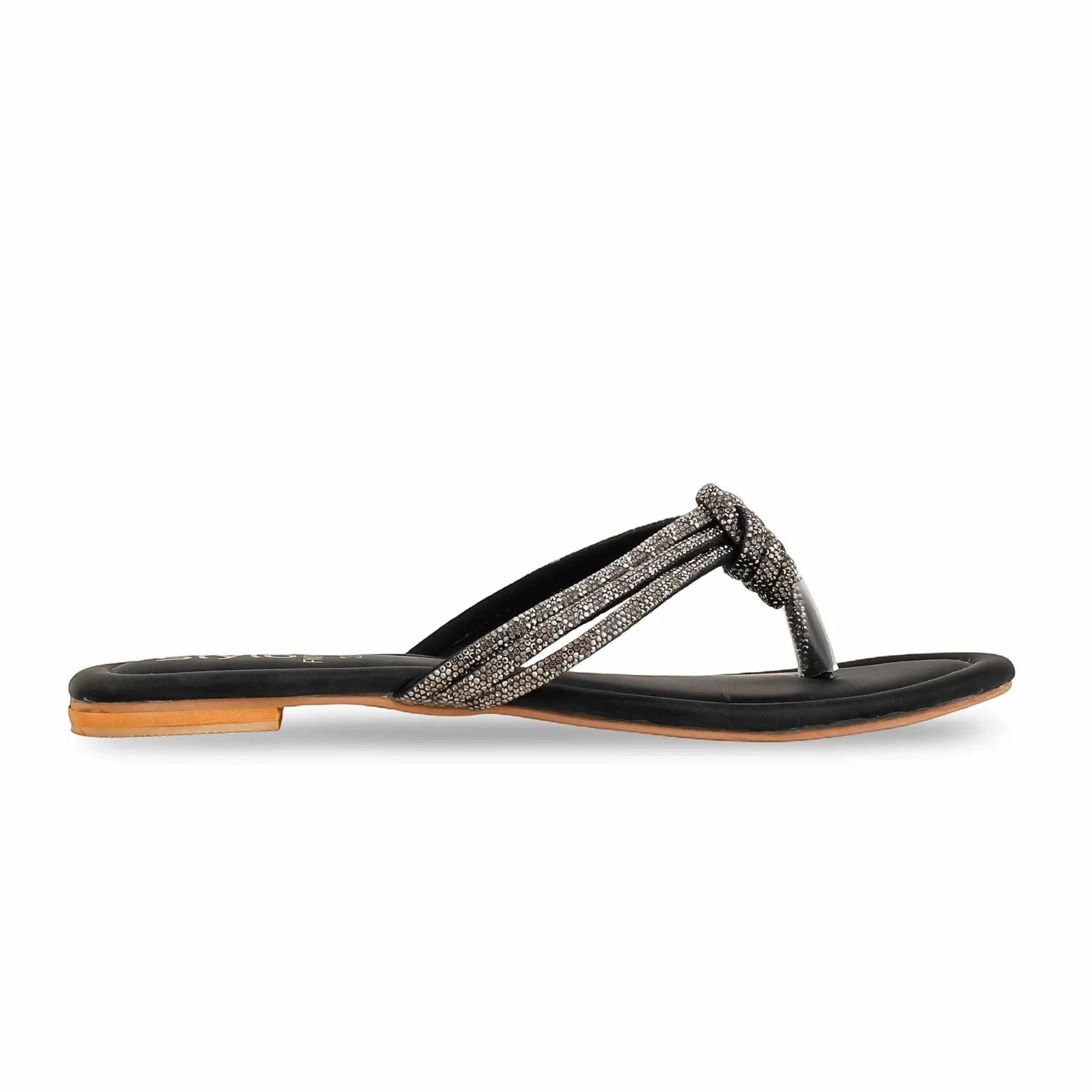 Black Fancy Chappal FN0808 - Image 2