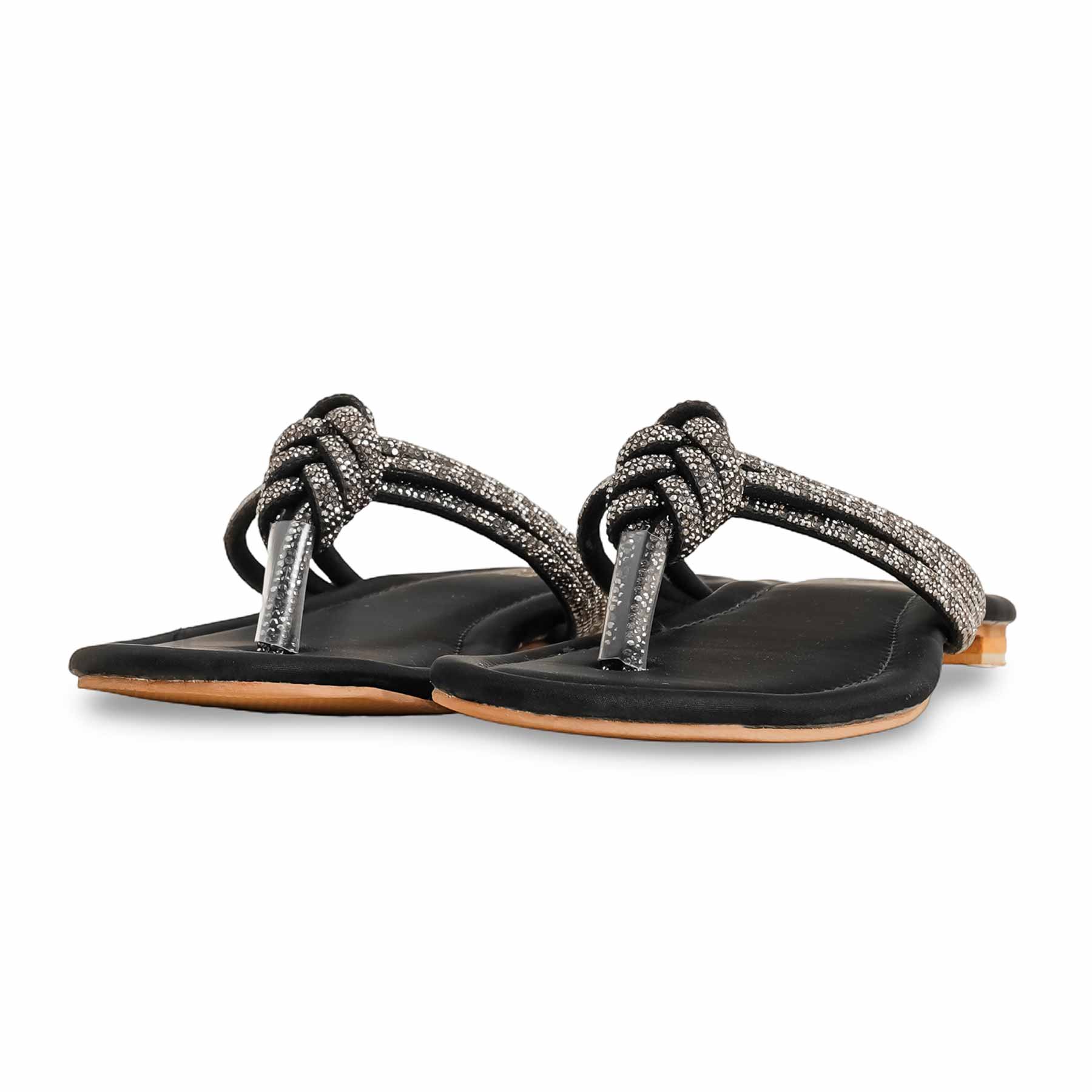 Black Fancy Chappal FN0808 - Image 3