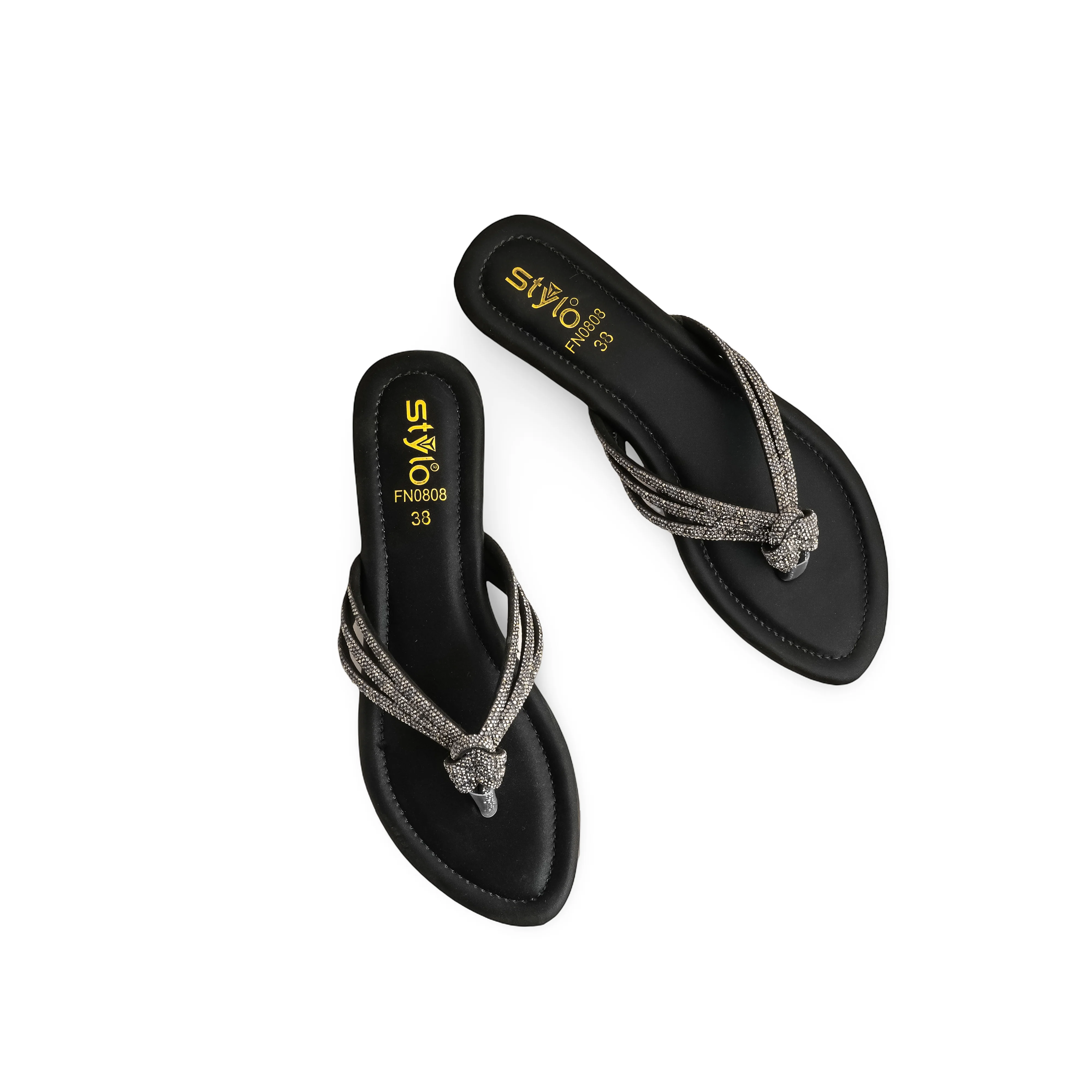 Black Fancy Chappal FN0808 - Image 5