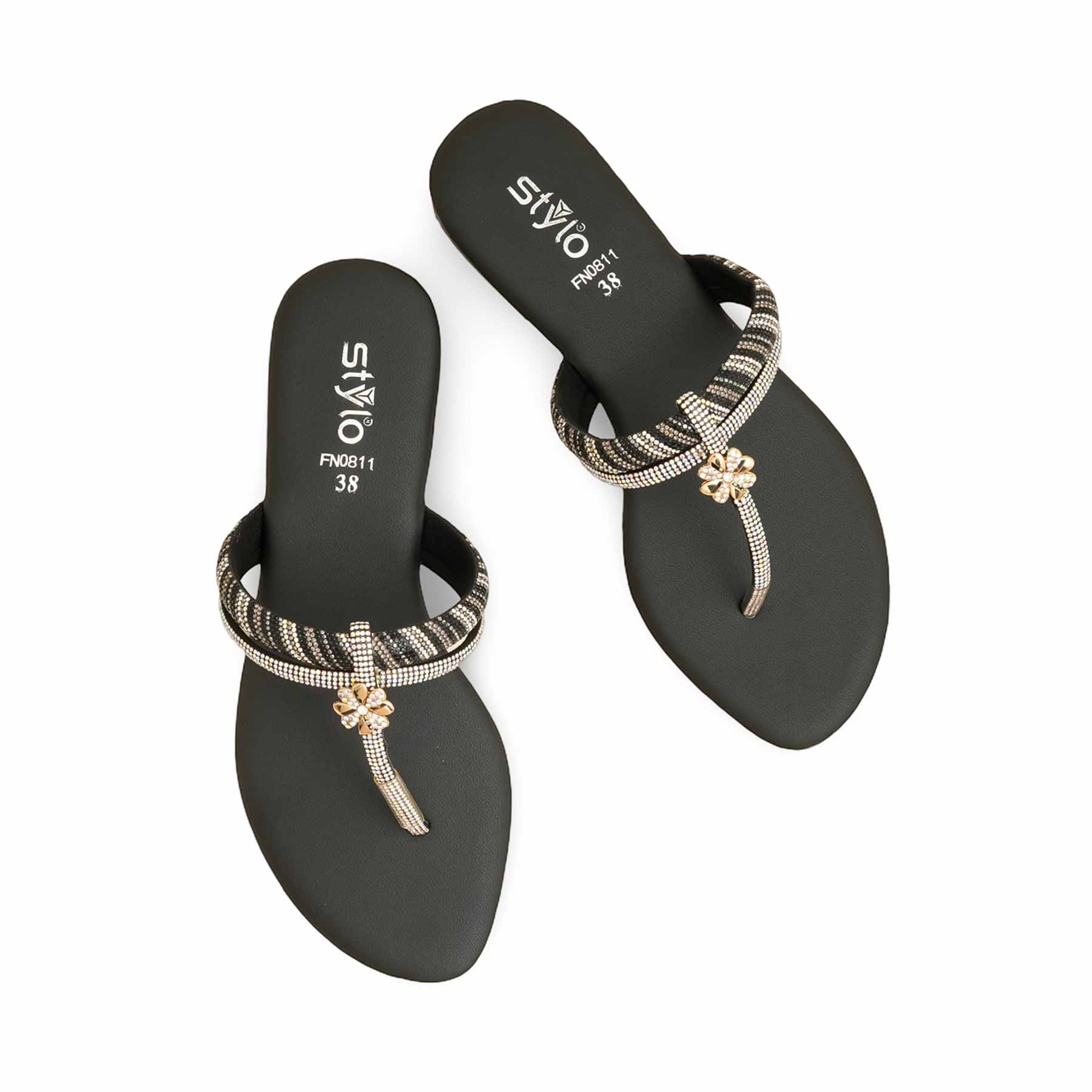 Black Fancy Chappal FN0811 - Image 5