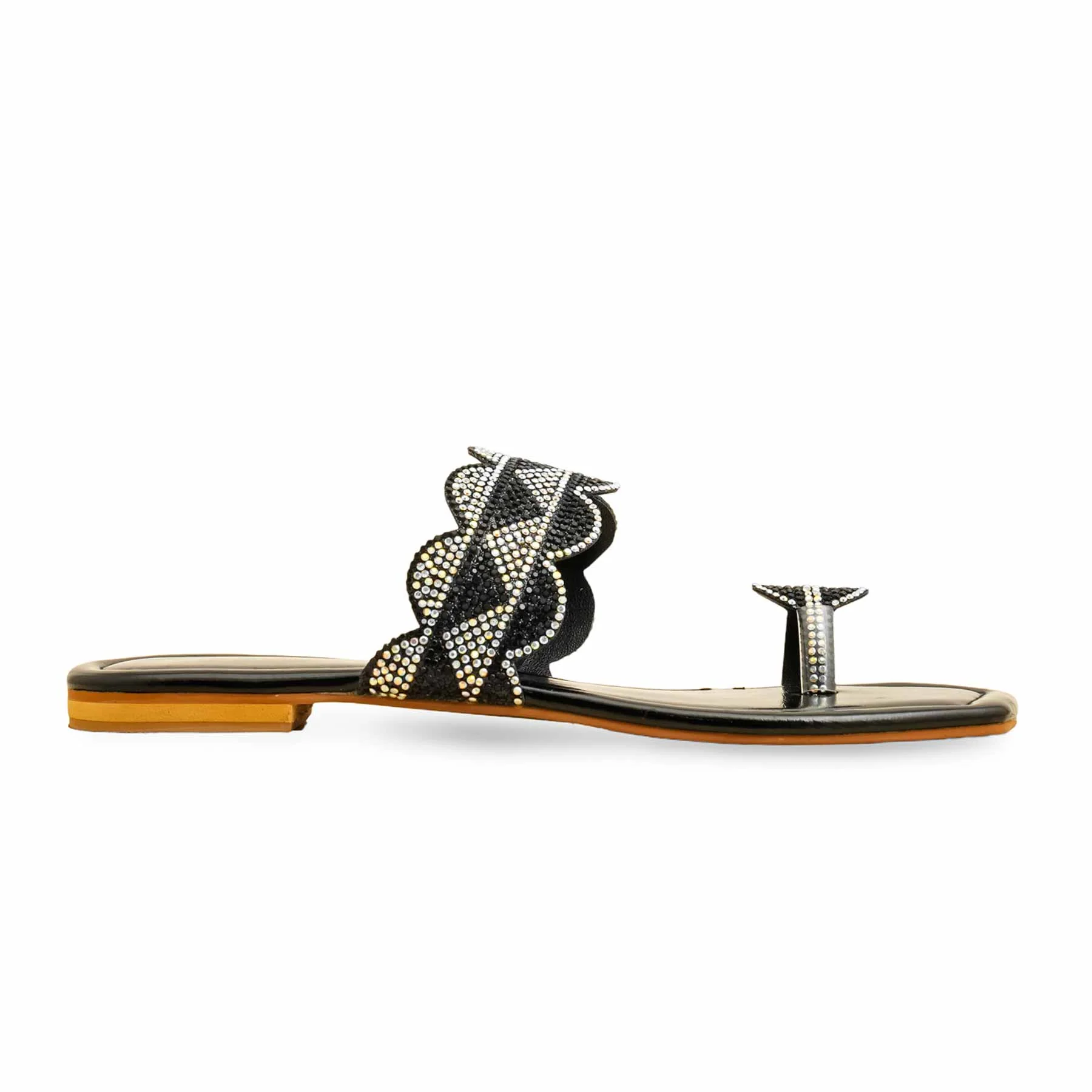 Black Fancy Chappal FN0817 - Image 2