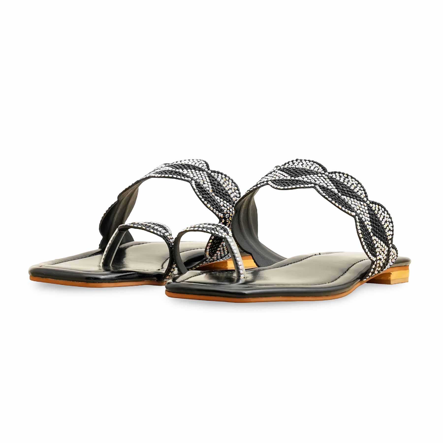 Black Fancy Chappal FN0817 - Image 3
