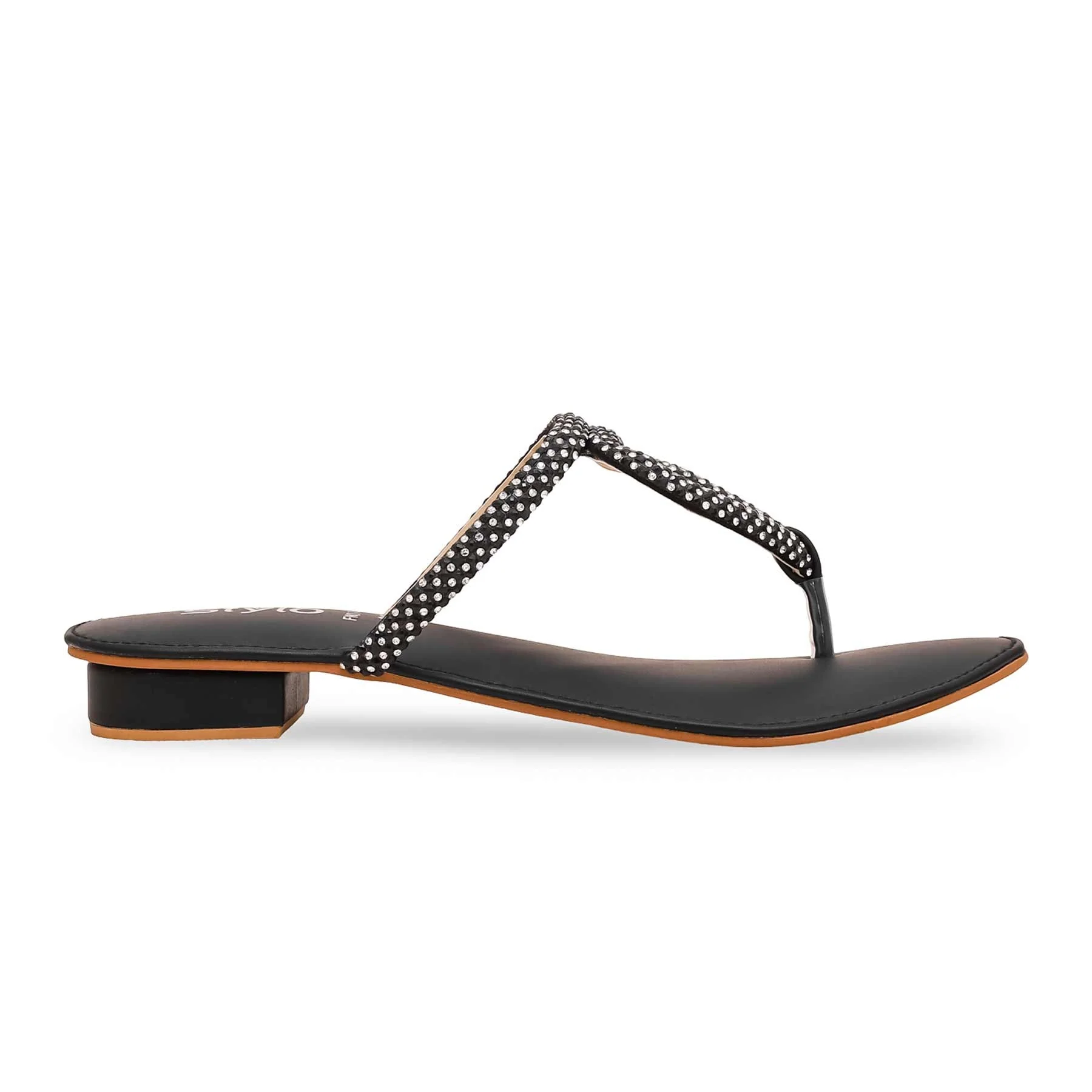 Black Fancy Chappal For Women FN0746 - Image 2