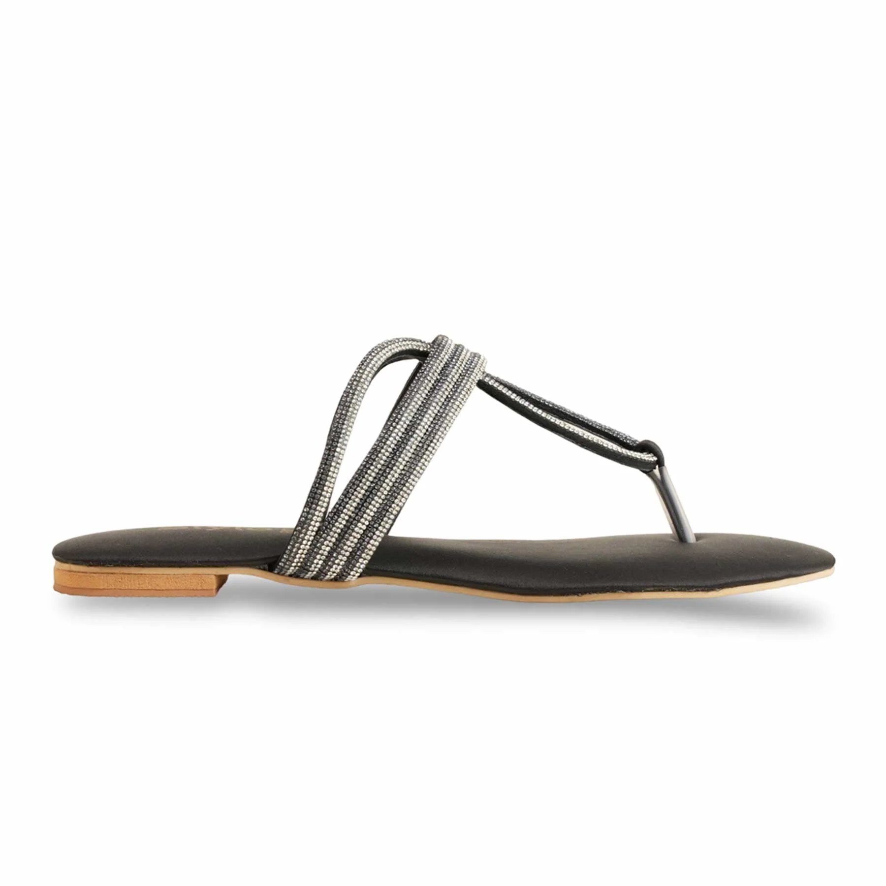Black Fancy Chappal For Women FN0788 - Image 3