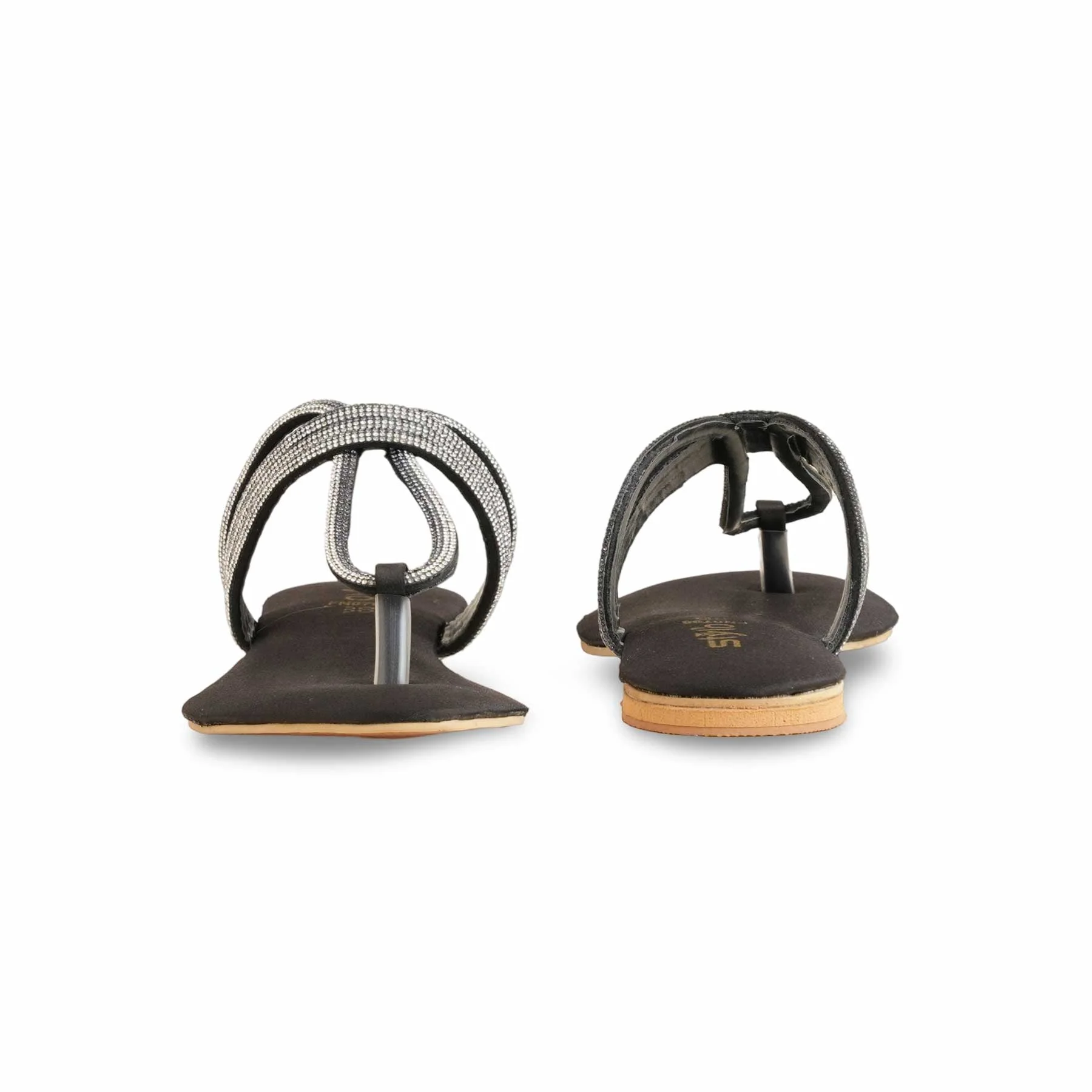 Black Fancy Chappal For Women FN0788 - Image 5