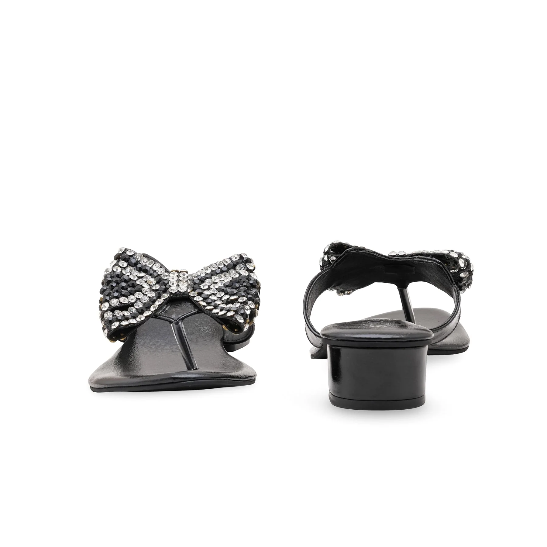 Black Fancy Chappal For Women FN0821 - Image 4