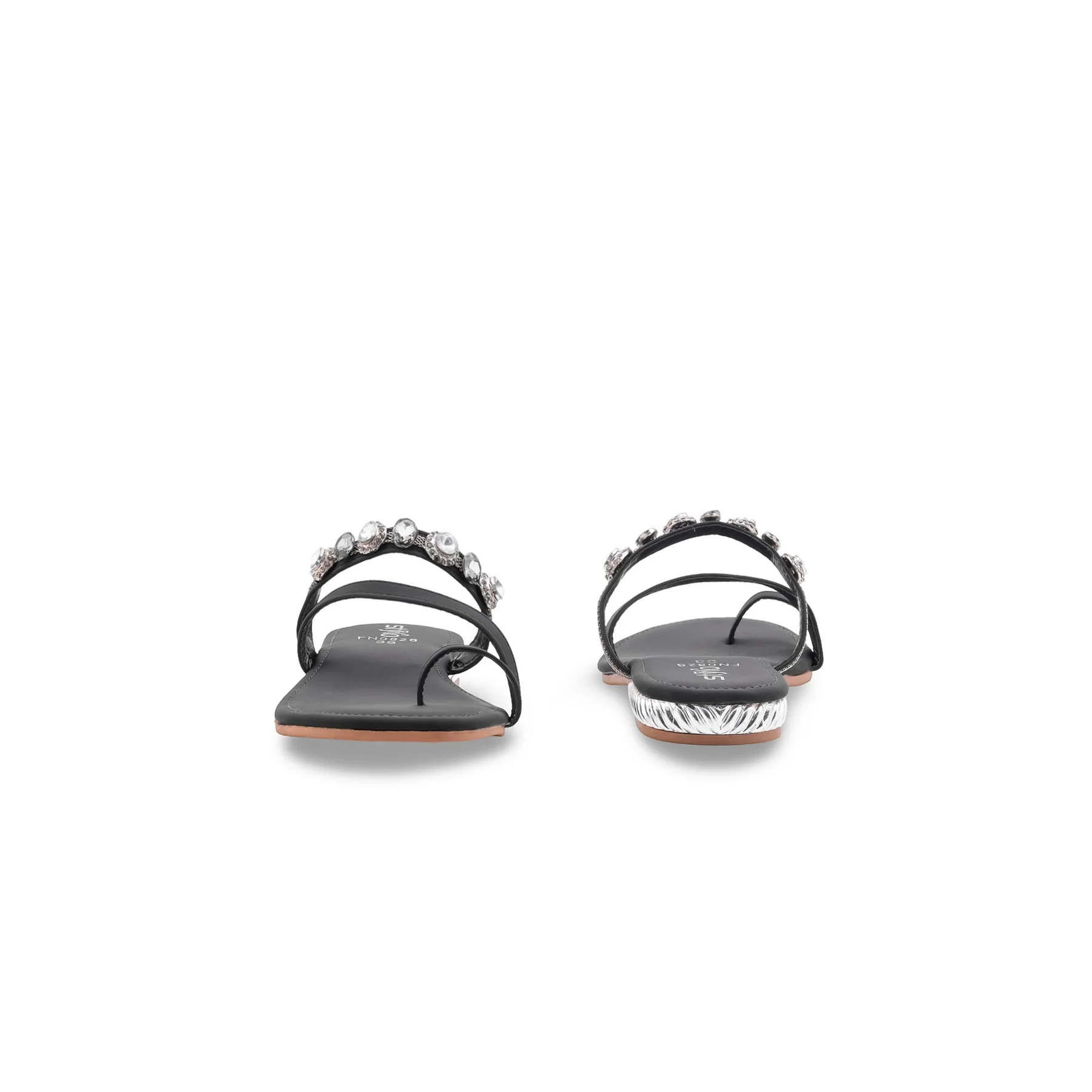 Black Fancy Chappal For Women FN0826 - Image 4