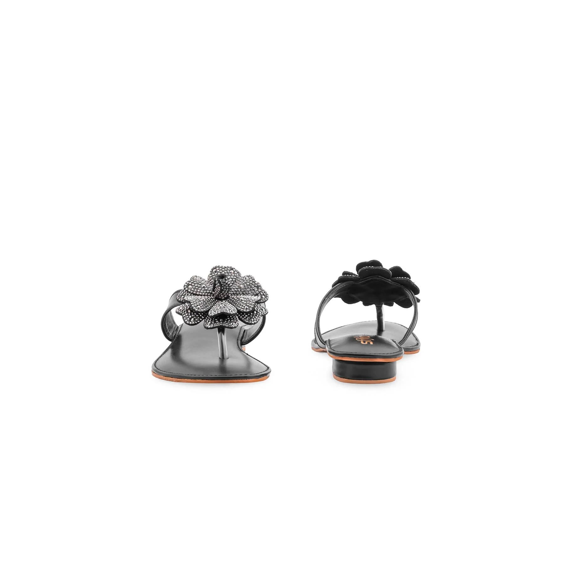 Black Fancy Chappal For Women FN0838 - Image 4