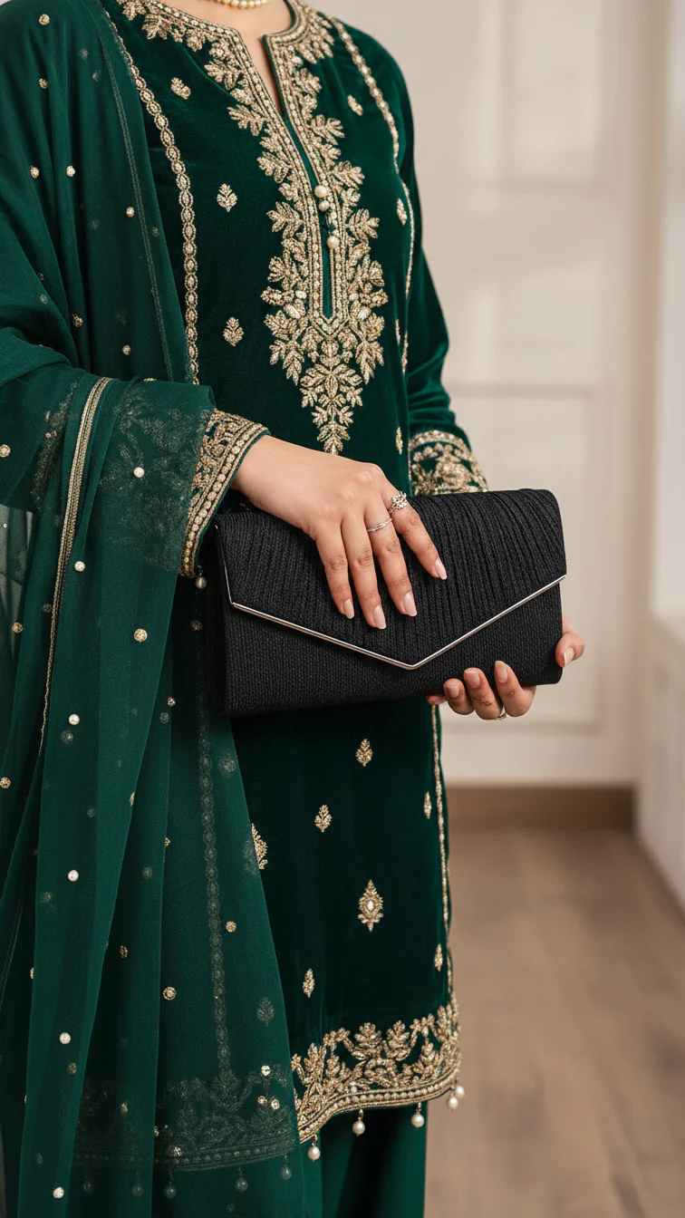 Black Fancy Clutch For Women P24428