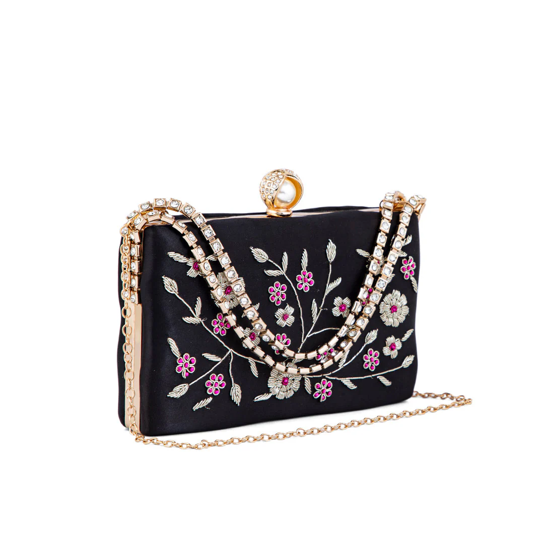 Black Fancy Clutch P15358 - Image 2