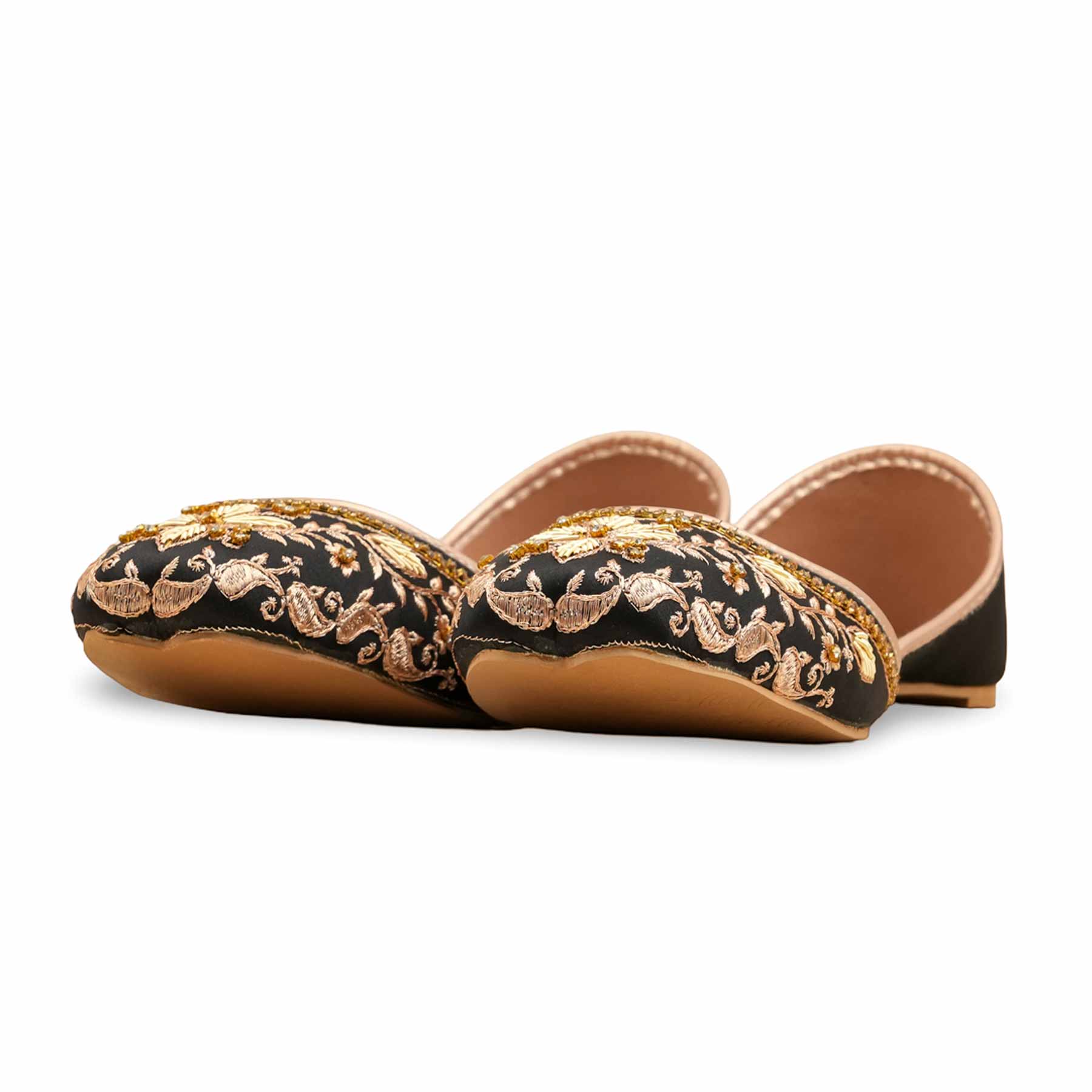 Black Fancy Khussa For Ladies EC8593 - Image 4