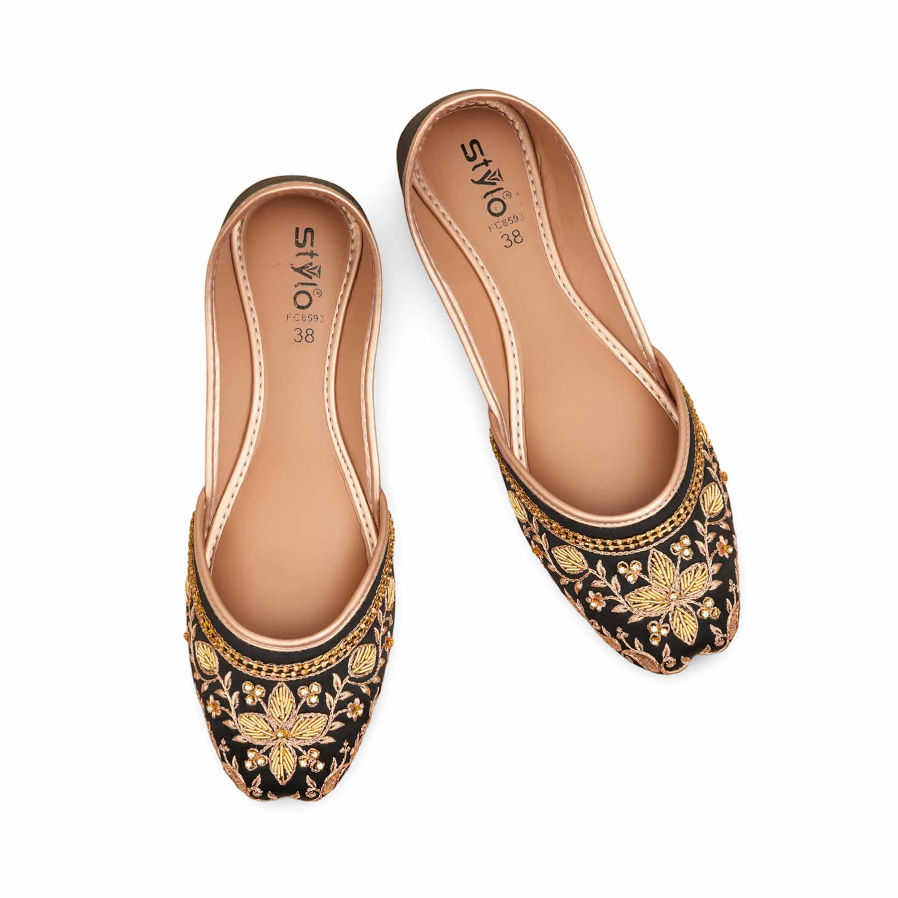 Black Fancy Khussa For Ladies EC8593 - Image 6