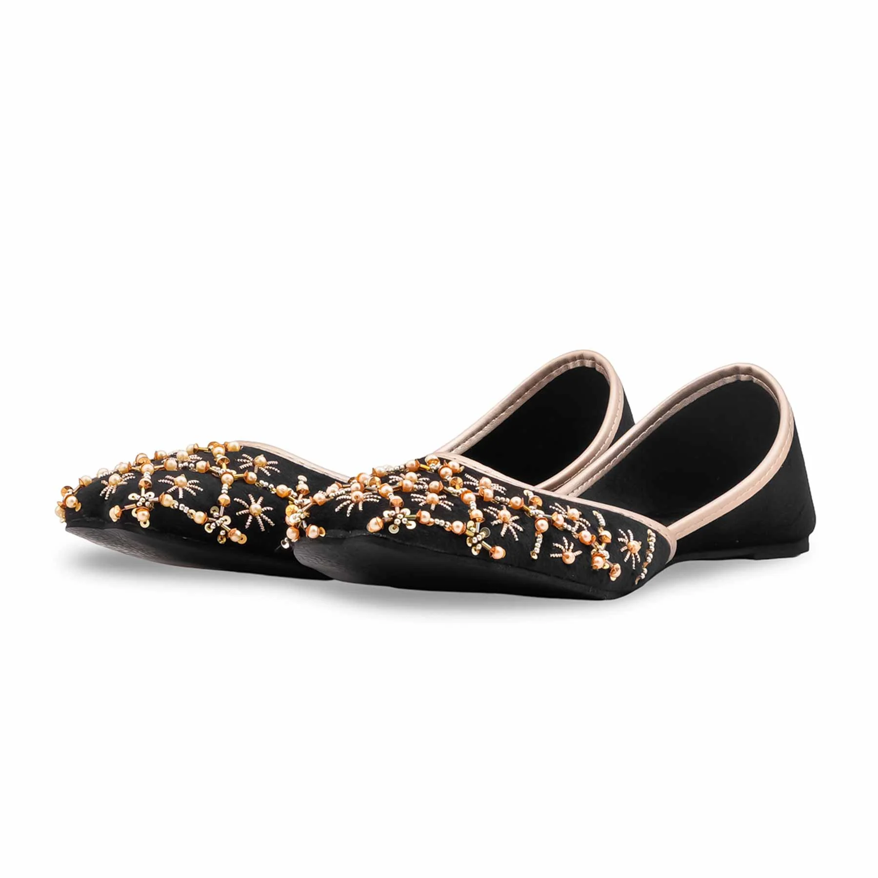 Black Fancy Khussa For Women EC8626 - Image 3