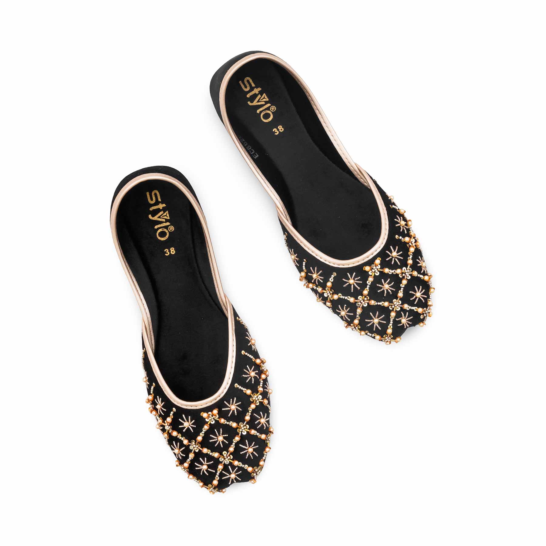 Black Fancy Khussa For Women EC8626 - Image 5