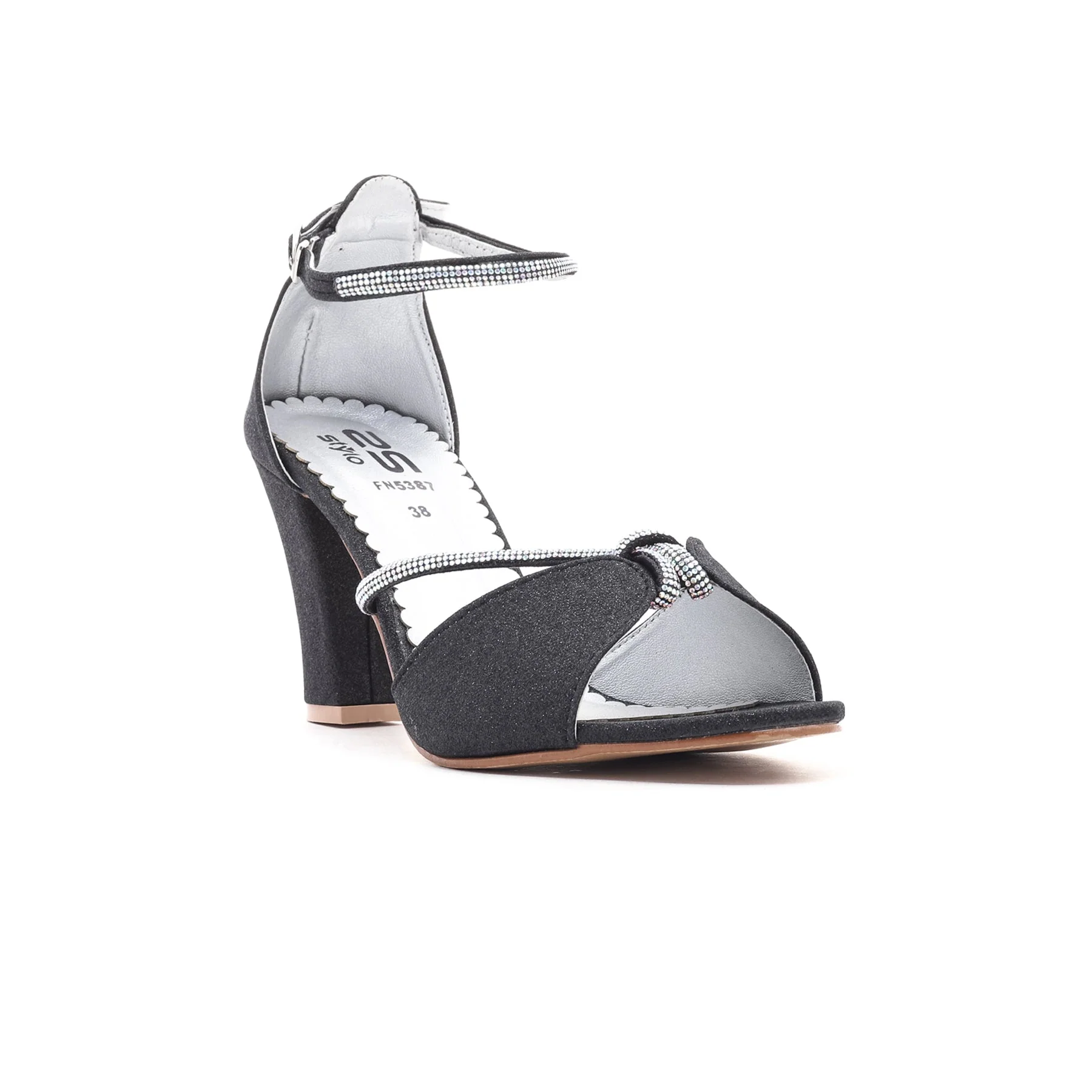 Black Fancy Sandal FN5387 - Image 2