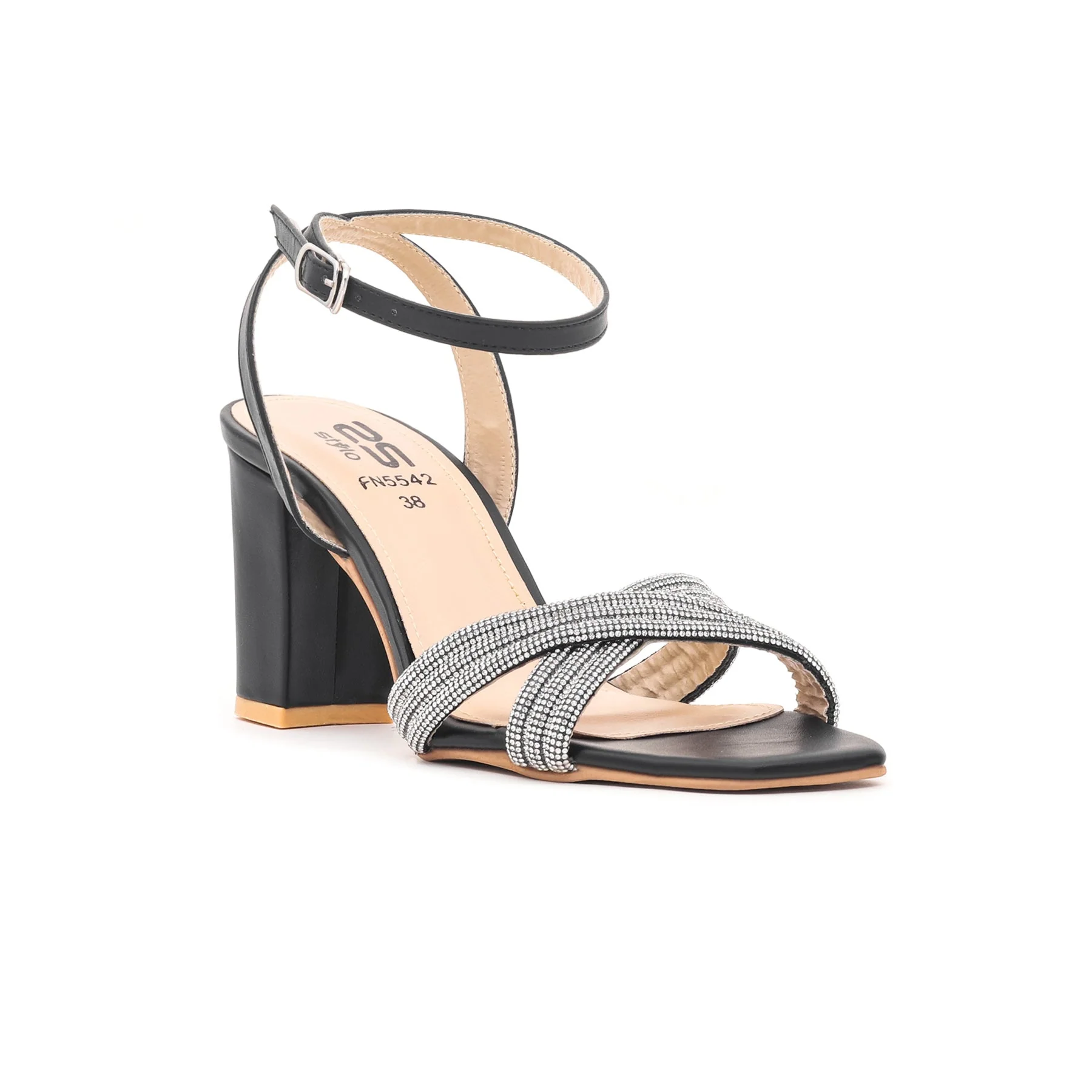 Black Fancy Sandal FN5542 - Image 2