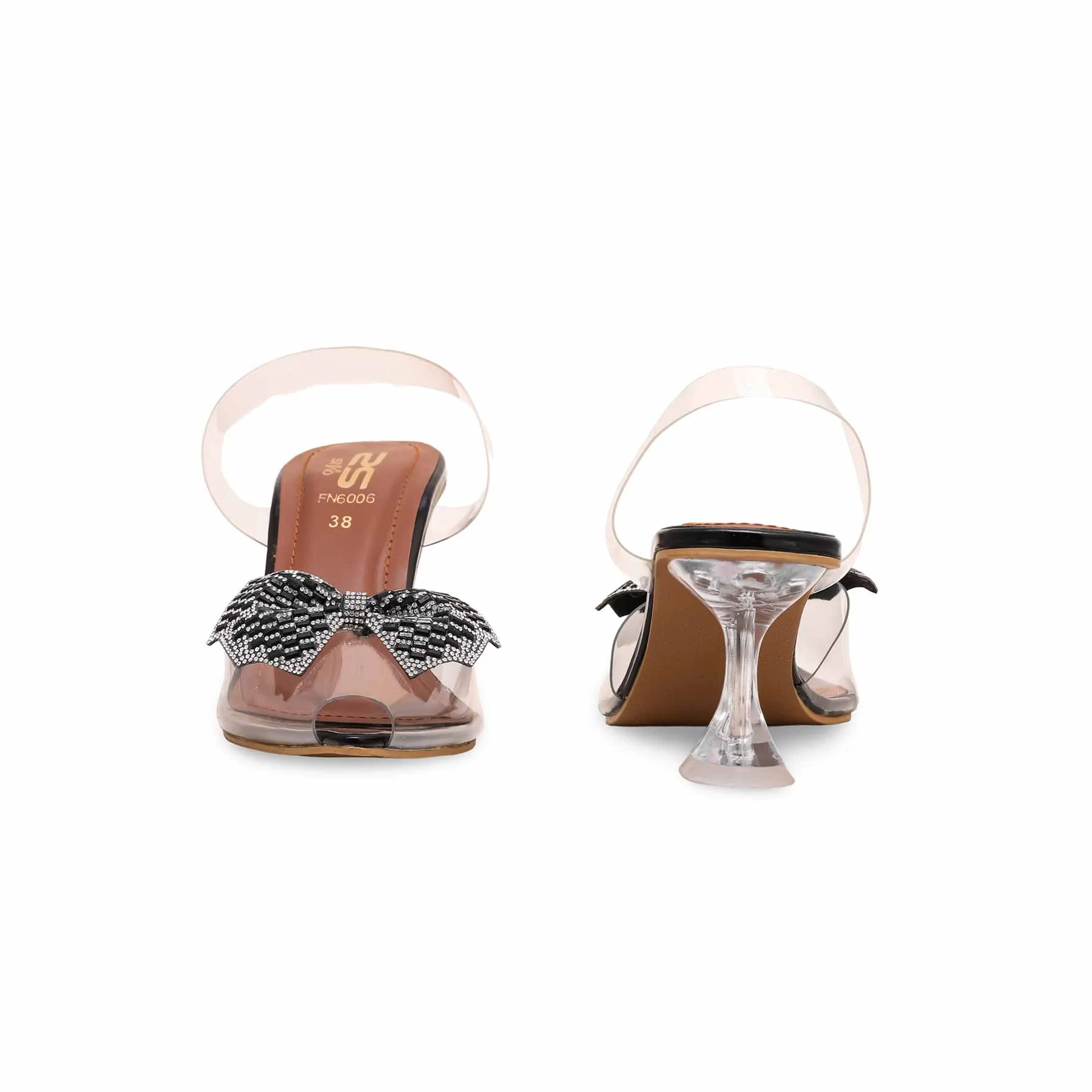 Black Fancy Bridal Sandal FN6006 - Image 4