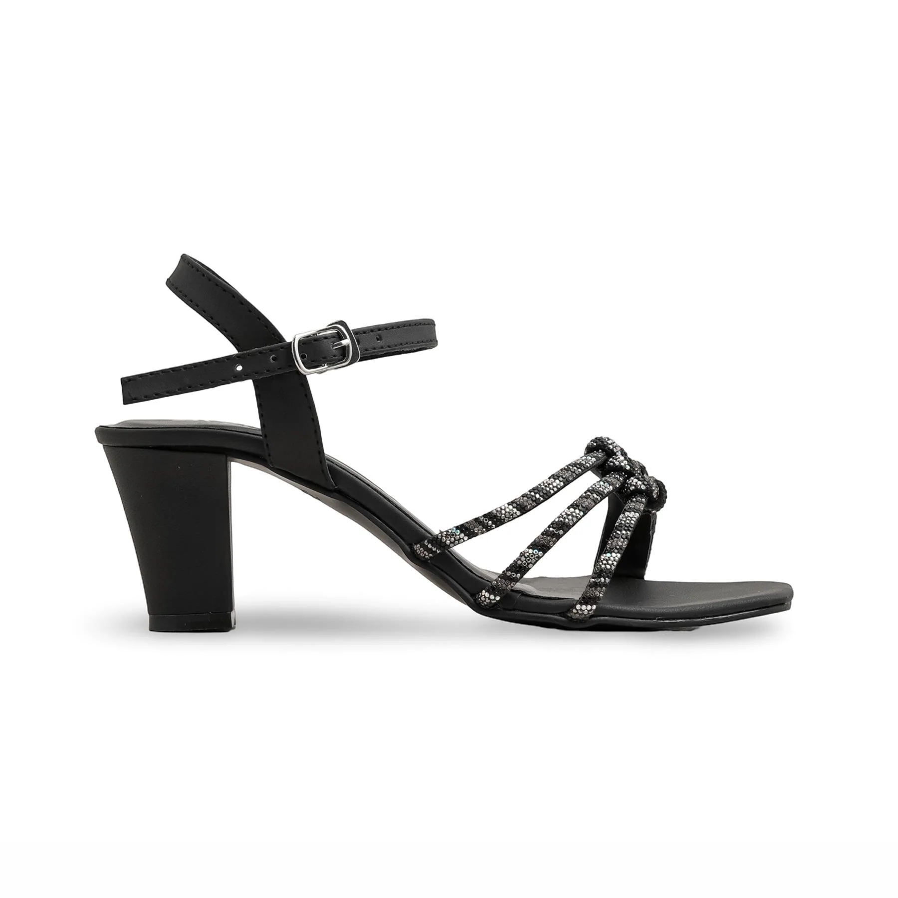 Black Fancy Sandal FN6054 - Image 2