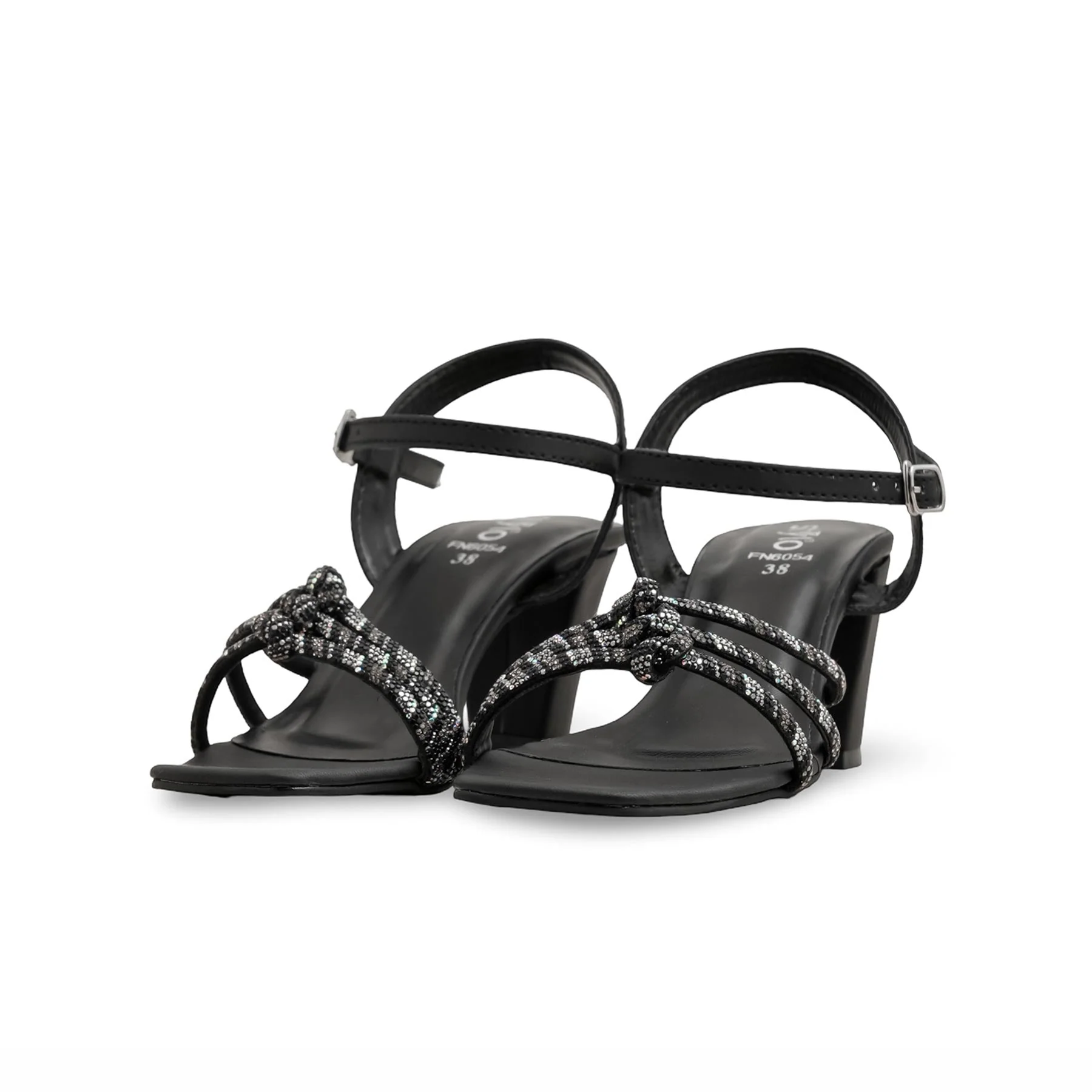 Black Fancy Sandal FN6054 - Image 3