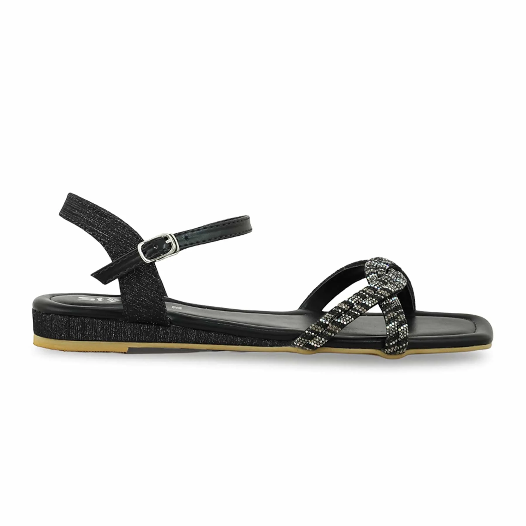 Black Fancy Sandal FN6067 - Image 2