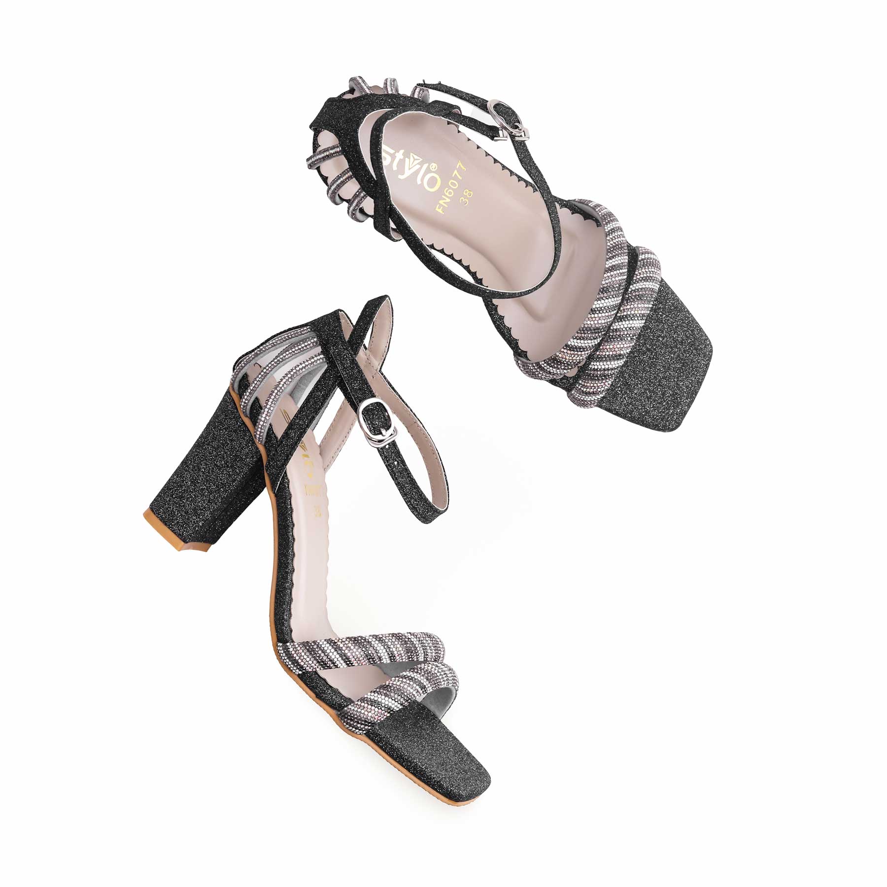 Black Fancy Sandal FN6077 - Image 5