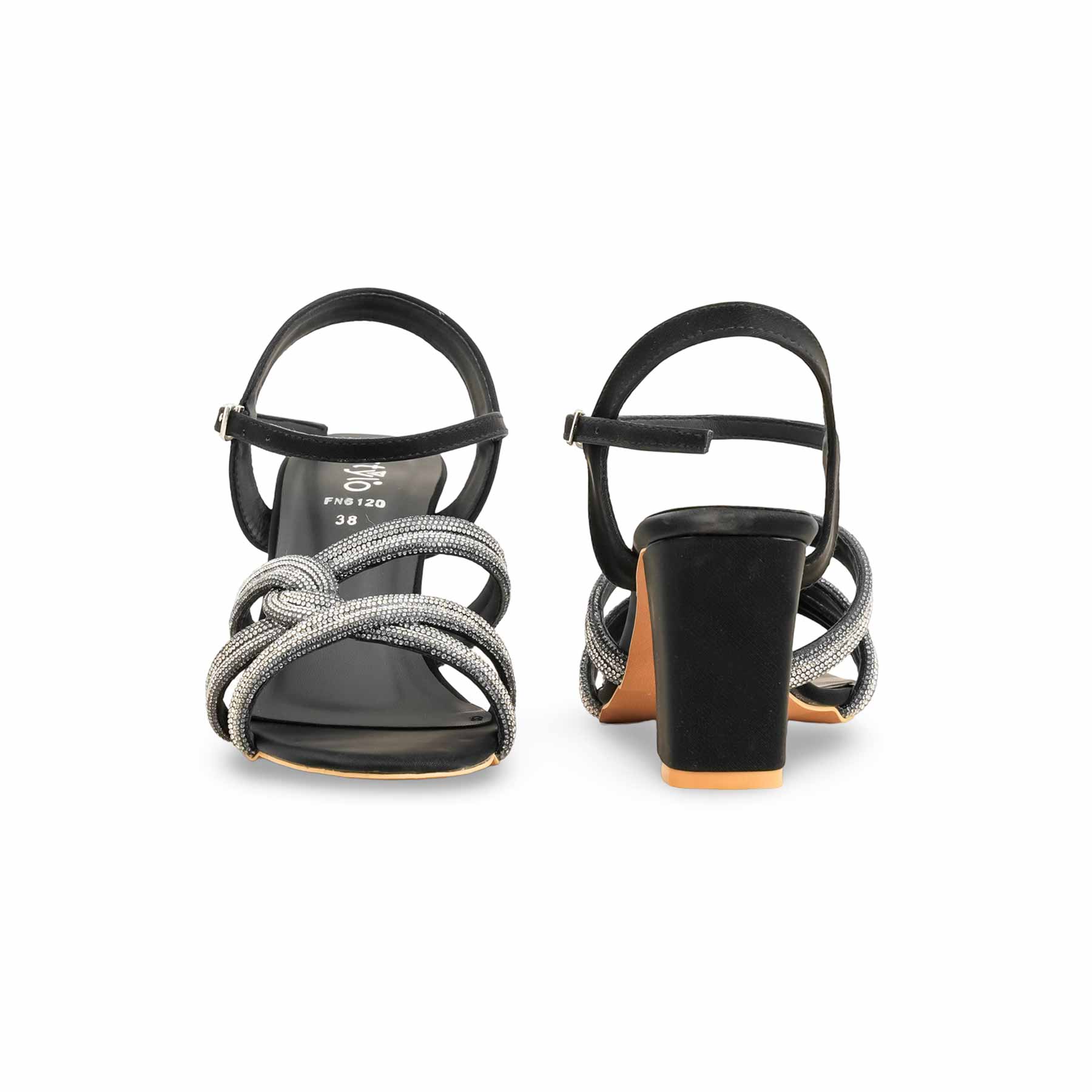 Black Fancy Sandal FN6120 - Image 4