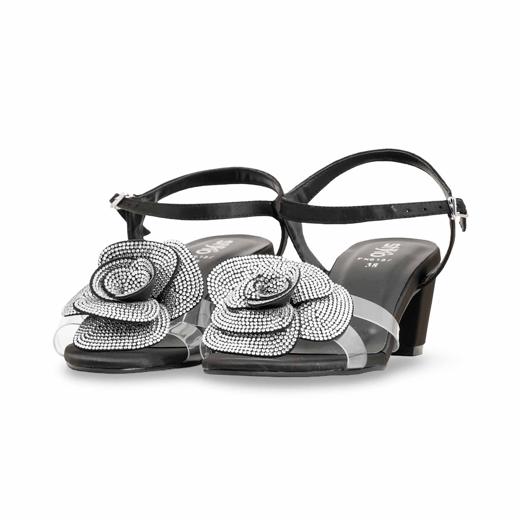 Black Fancy Sandal FN6137 - Image 3