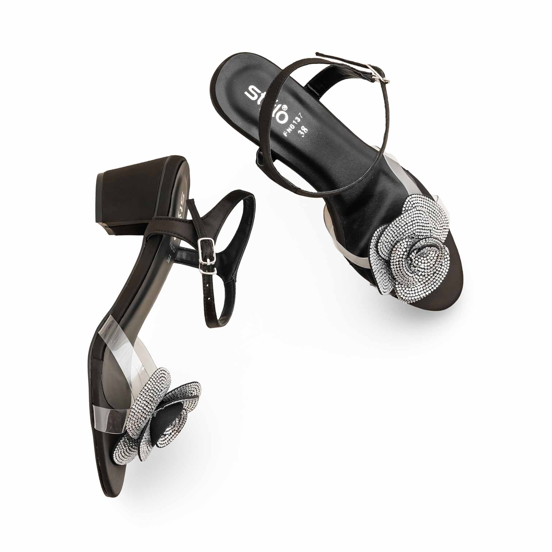 Black Fancy Sandal FN6137 - Image 5