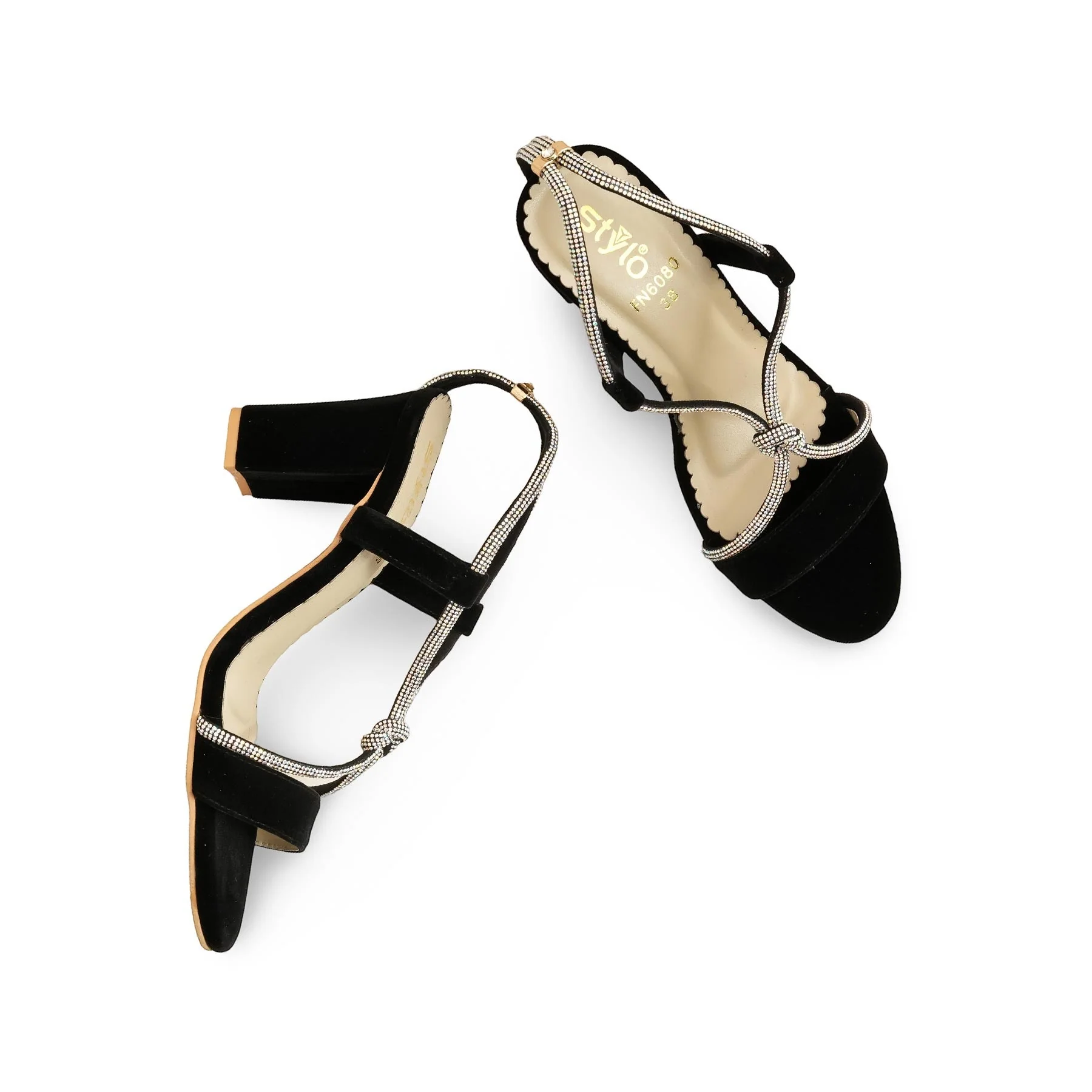 Black Fancy Sandal For Ladies FN6080 - Image 6