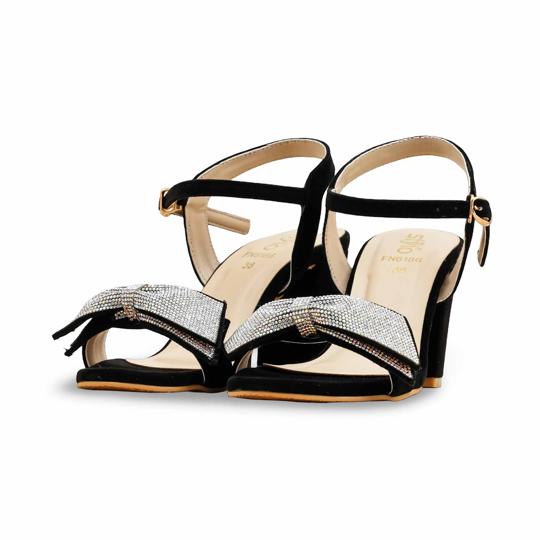 Black Fancy Sandal For Ladies FN6186 - Image 3