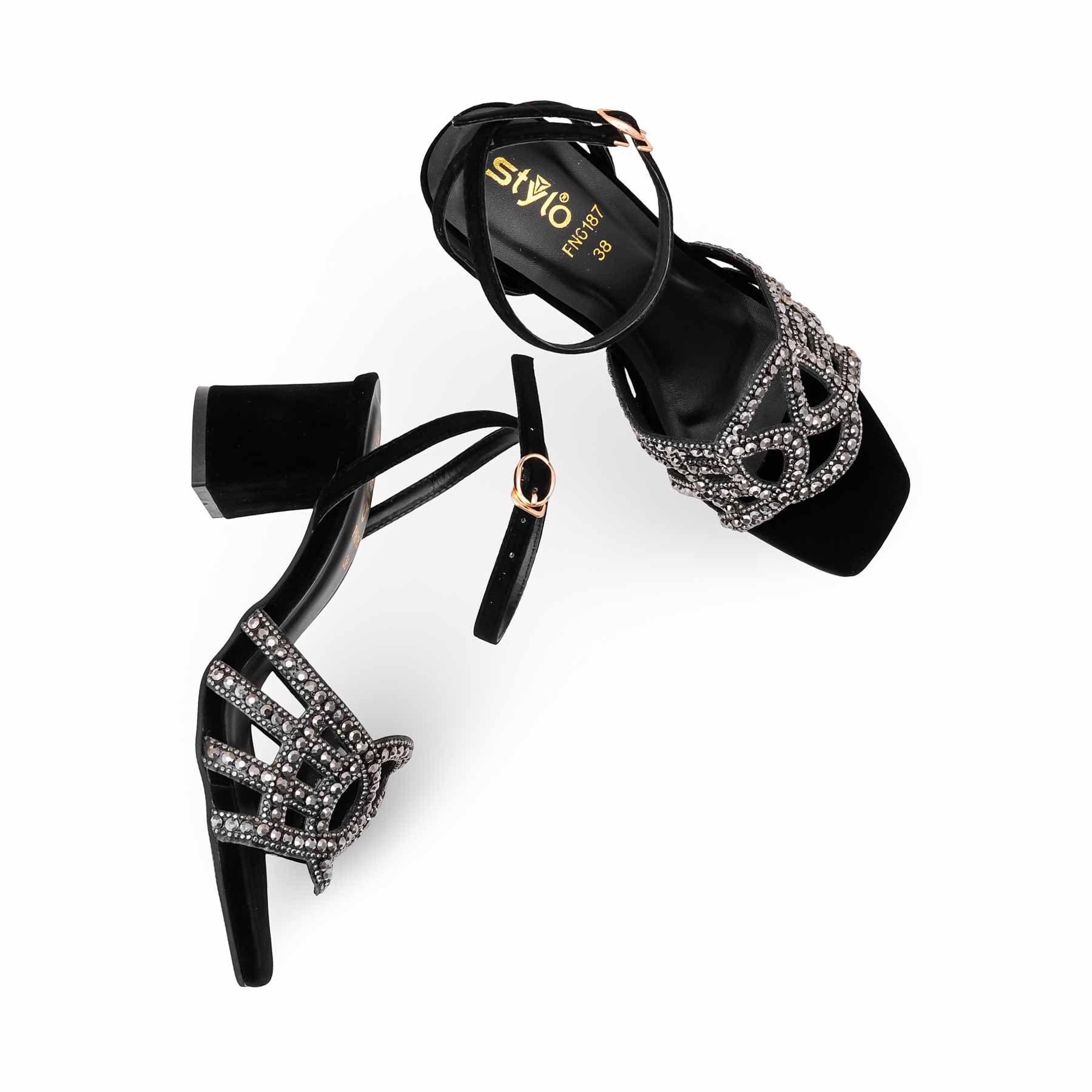 Black Fancy Sandal For Women FN6187 - Image 5