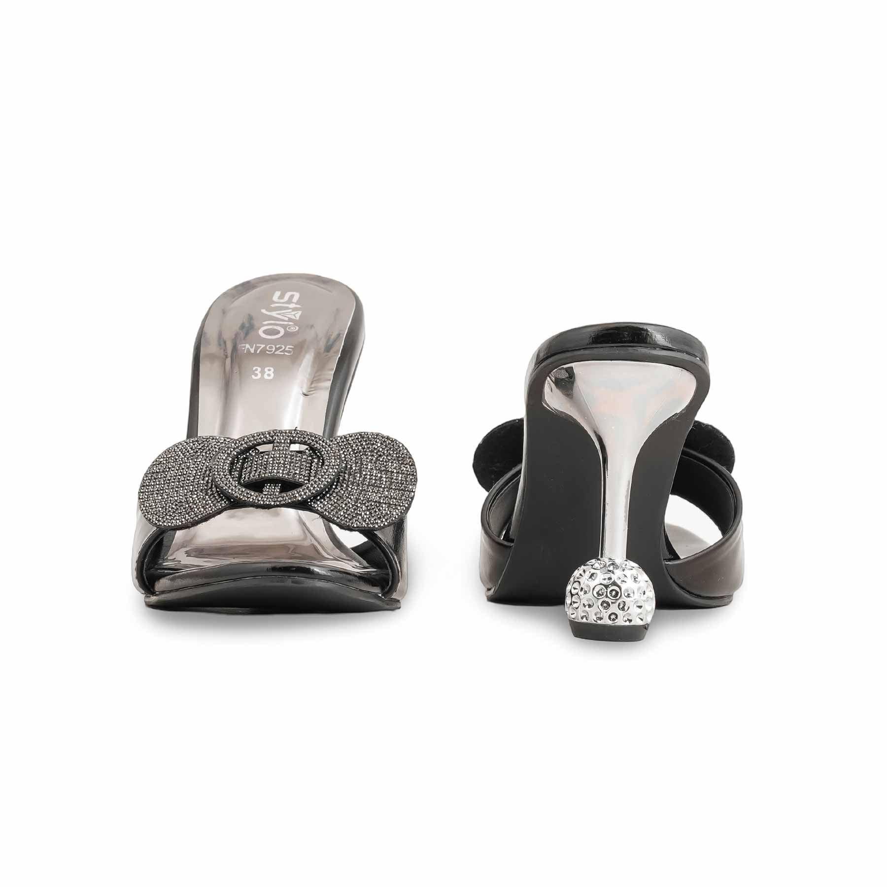Black Fancy Bridal Slipper FN7925 - Image 4