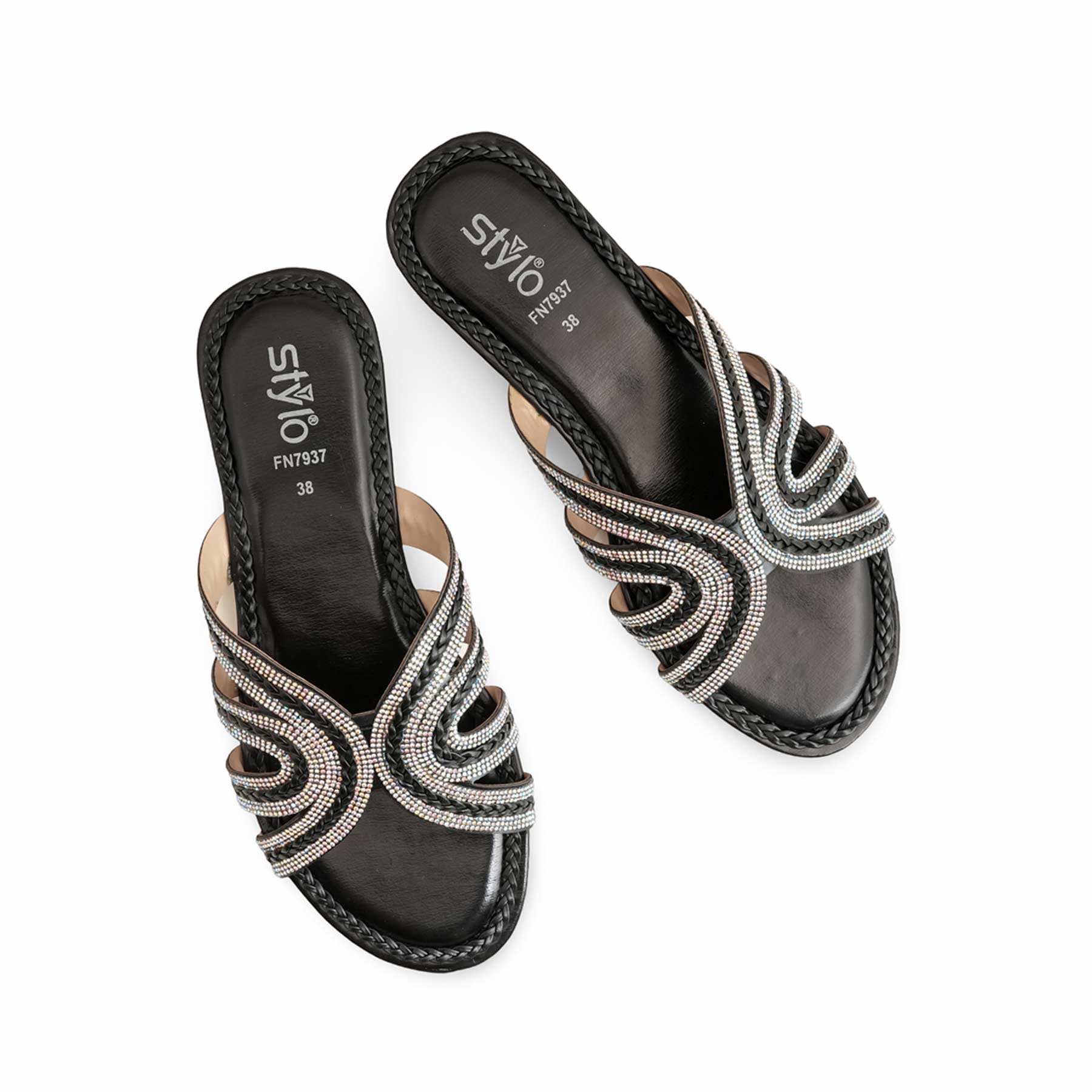 Black Fancy Slipper For Ladies FN7937 - Image 5