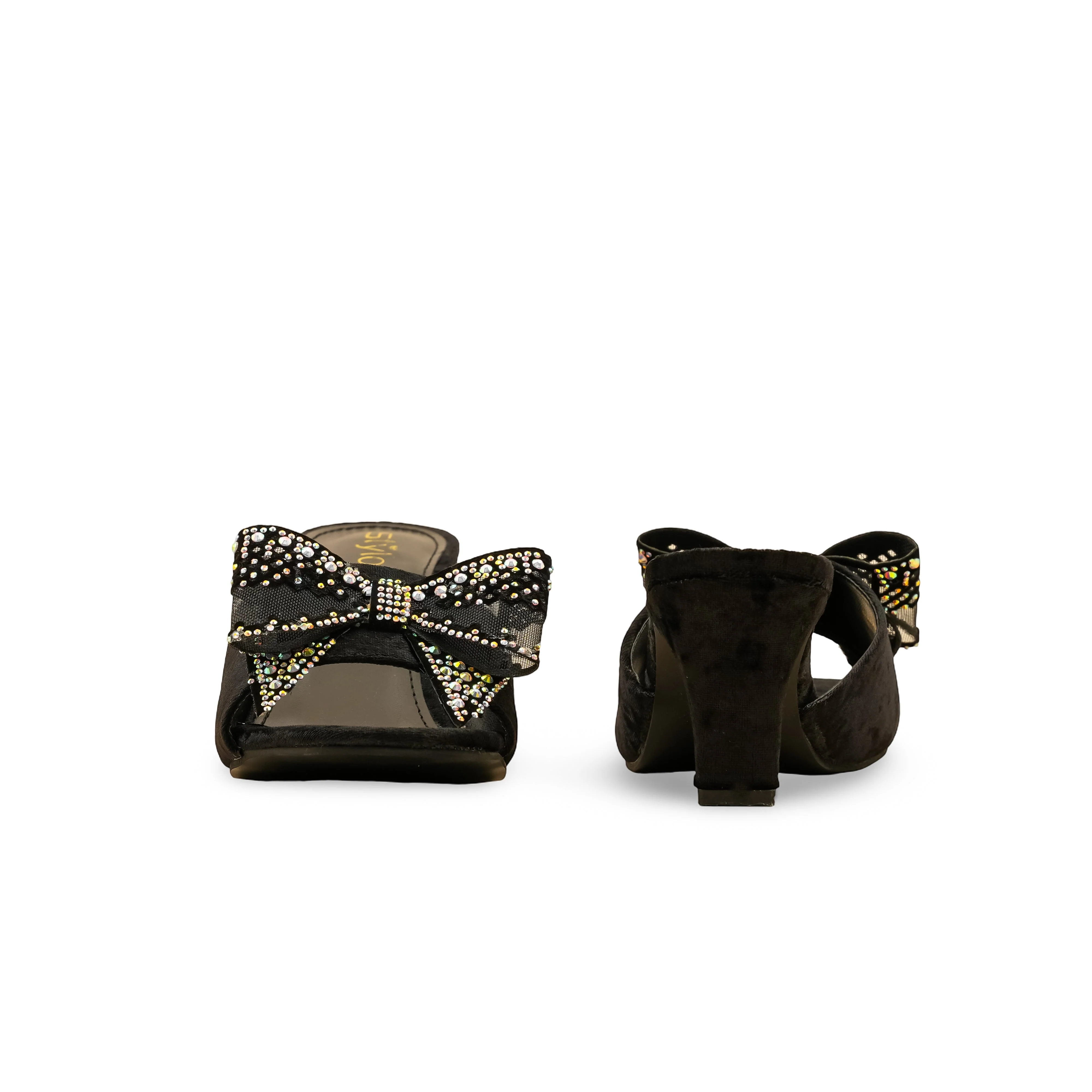 Black Fancy Slipper For Ladies FN7969 - Image 4