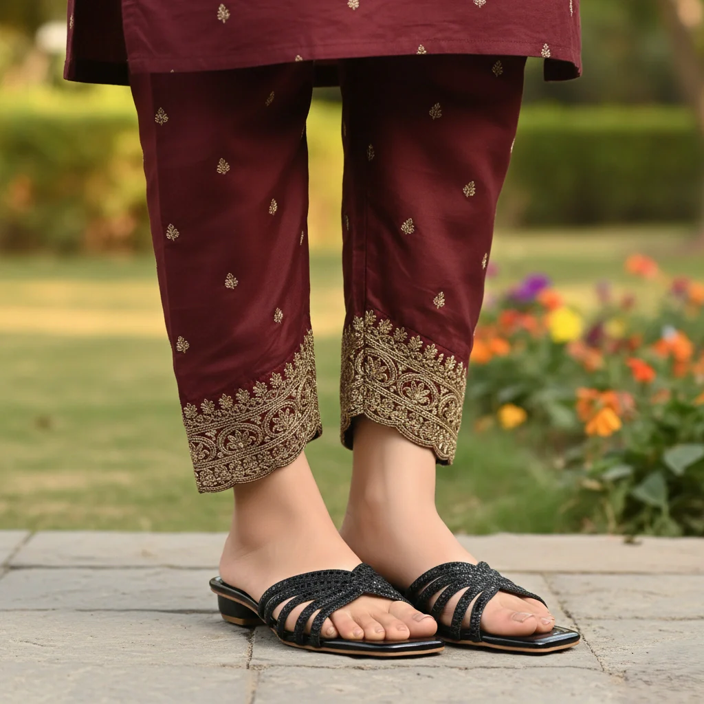 Black Fancy Slipper For Ladies FN8009 - Image 2